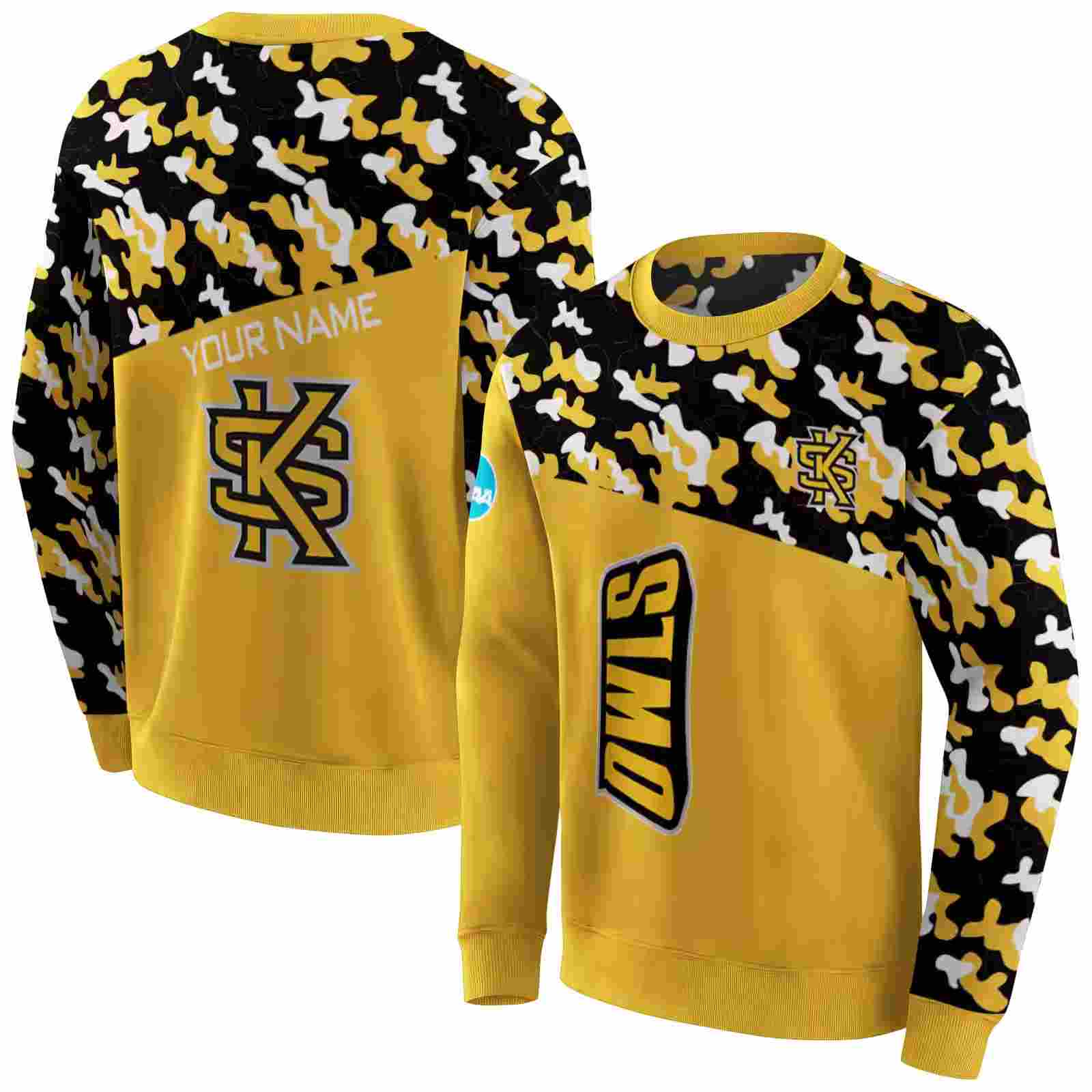 personalized kennesaw state owls camo pattern gold hoodie premium grade