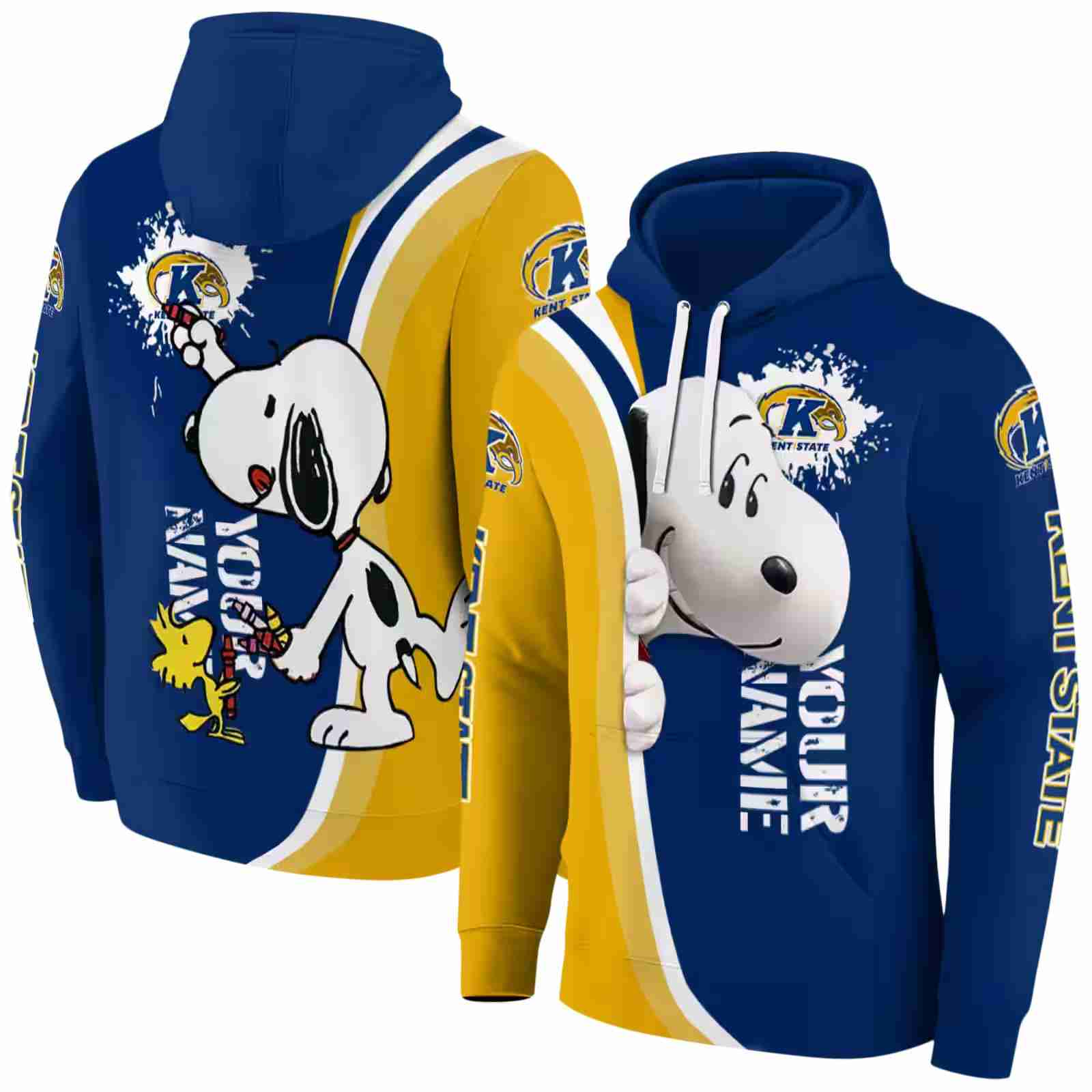 personalized kent state golden flashes peeking snoopy navy blue hoodie fashion forward