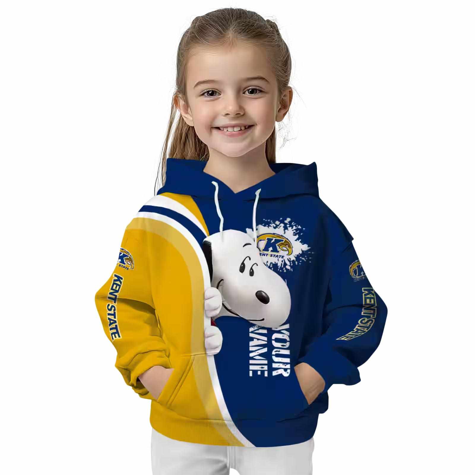 personalized kent state golden flashes peeking snoopy navy blue hoodie top rated