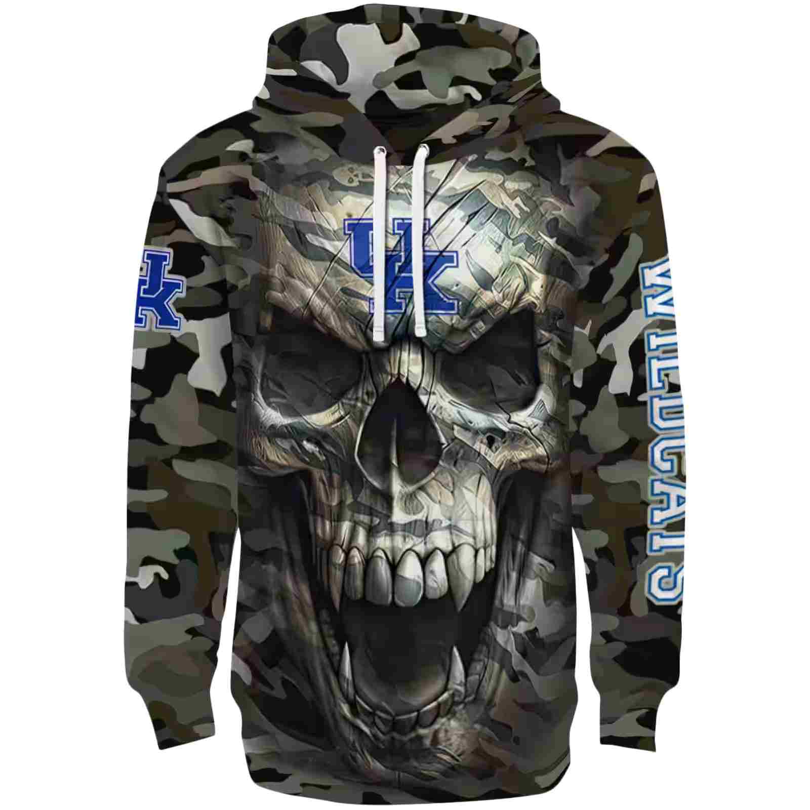 Personalized Kentucky Wildcats Camo Skull Hoodie