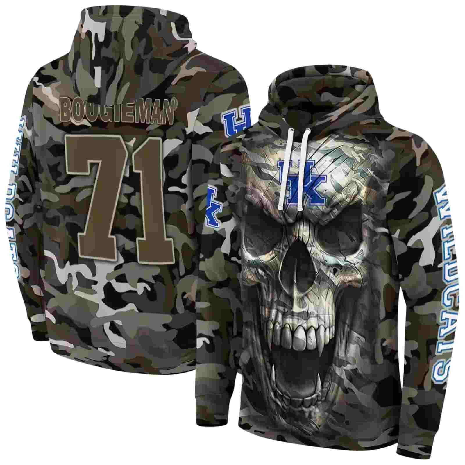 personalized kentucky wildcats camo skull hoodie fashion forward