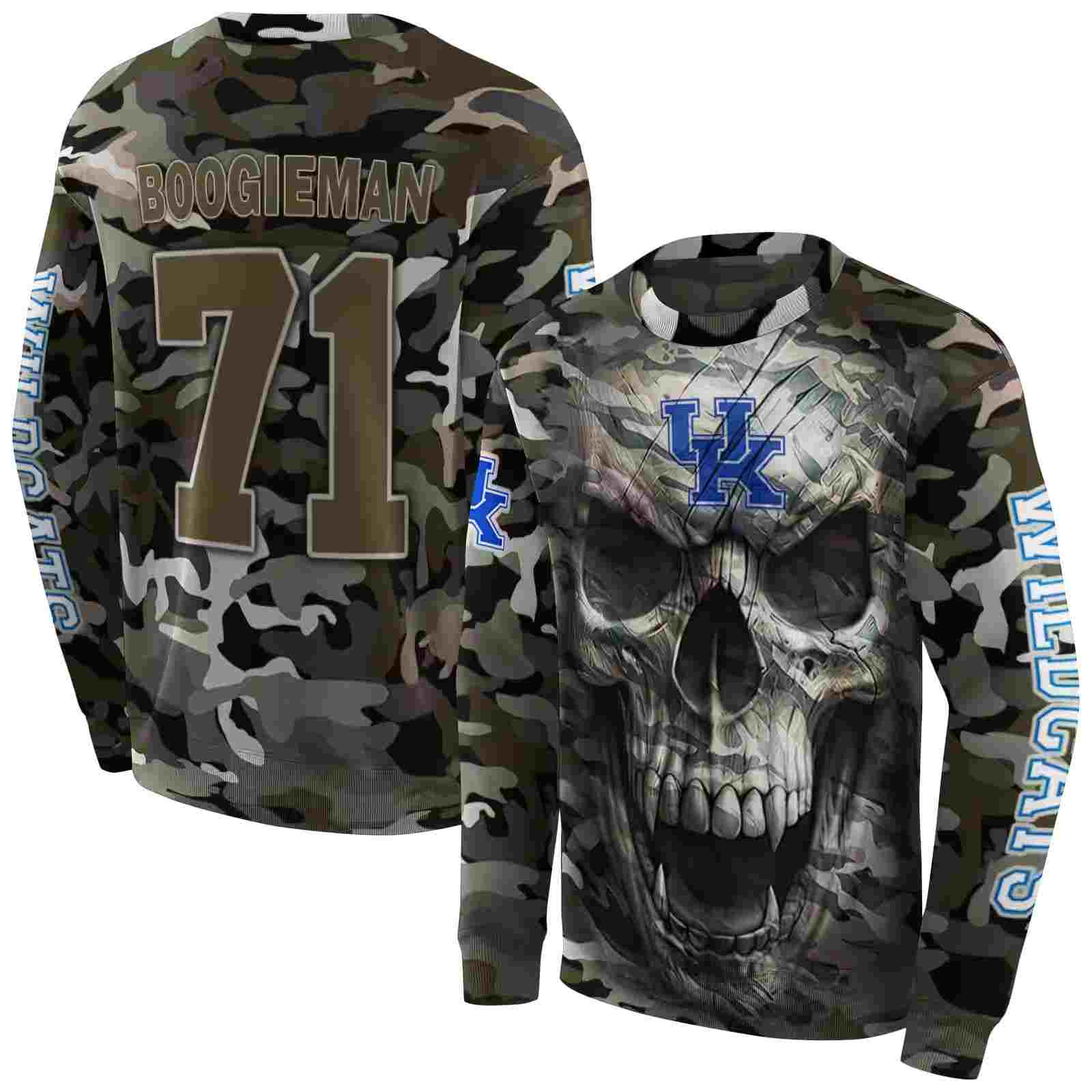 personalized kentucky wildcats camo skull hoodie premium grade