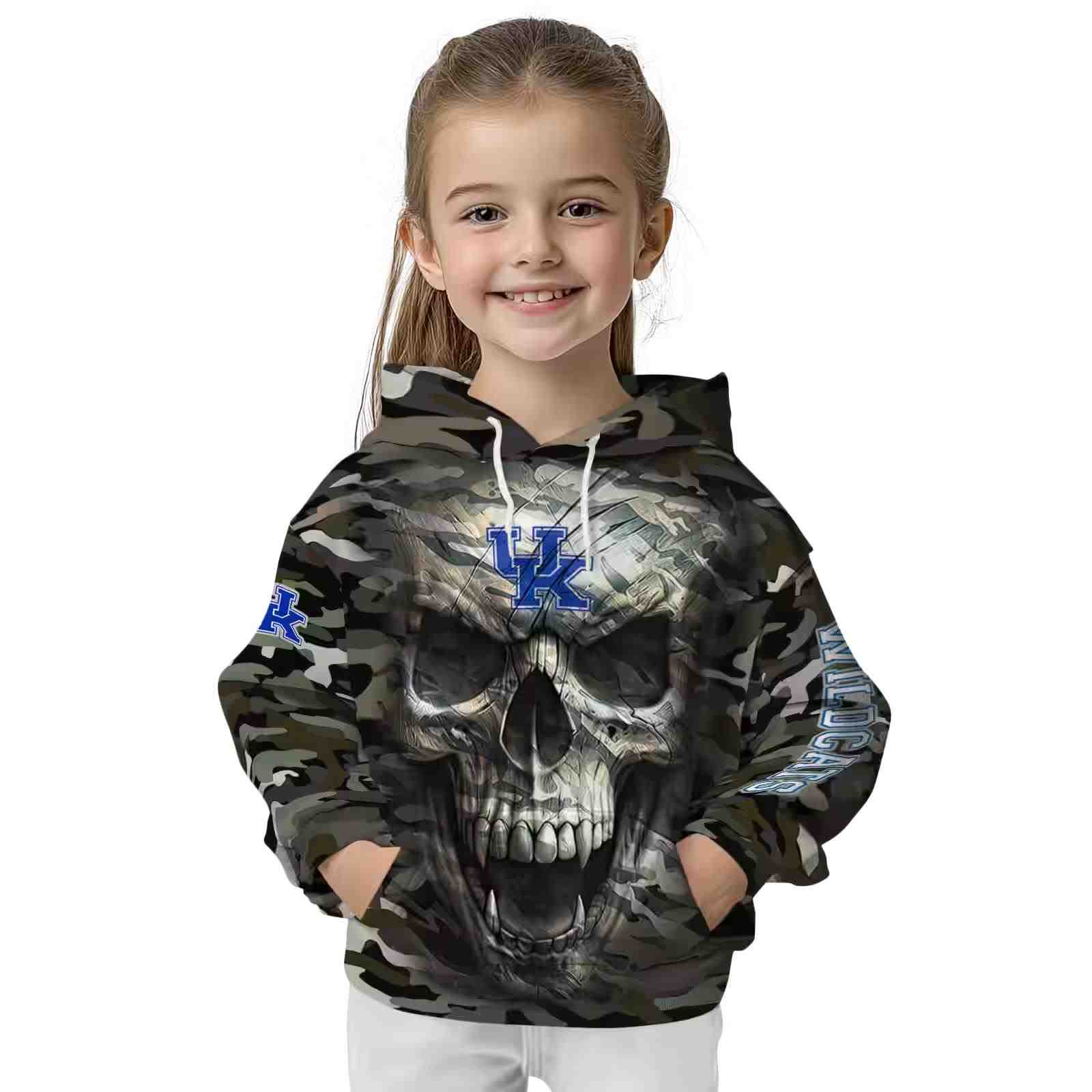 personalized kentucky wildcats camo skull hoodie top rated