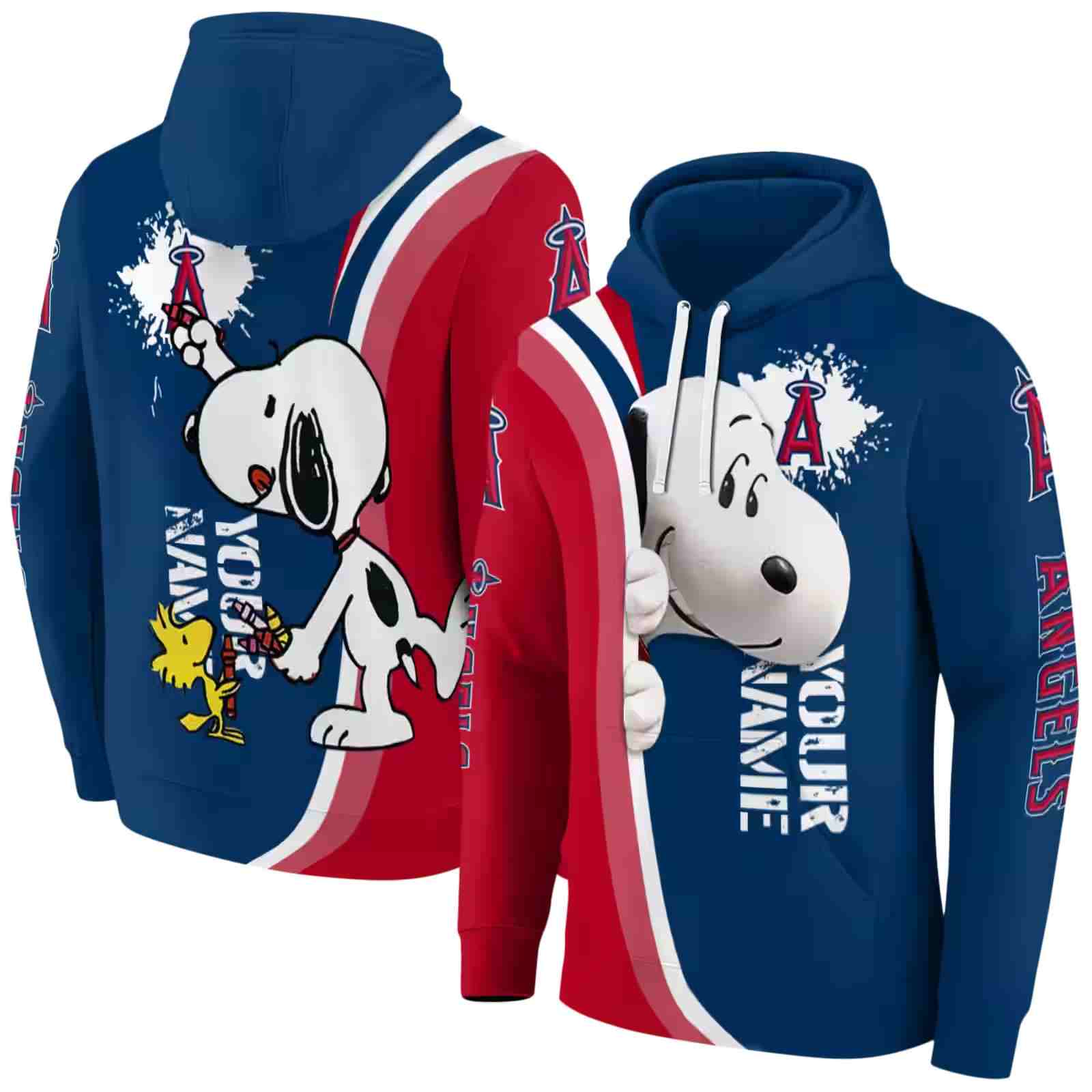 personalized los angeles angels peeking snoopy blue hoodie fashion forward