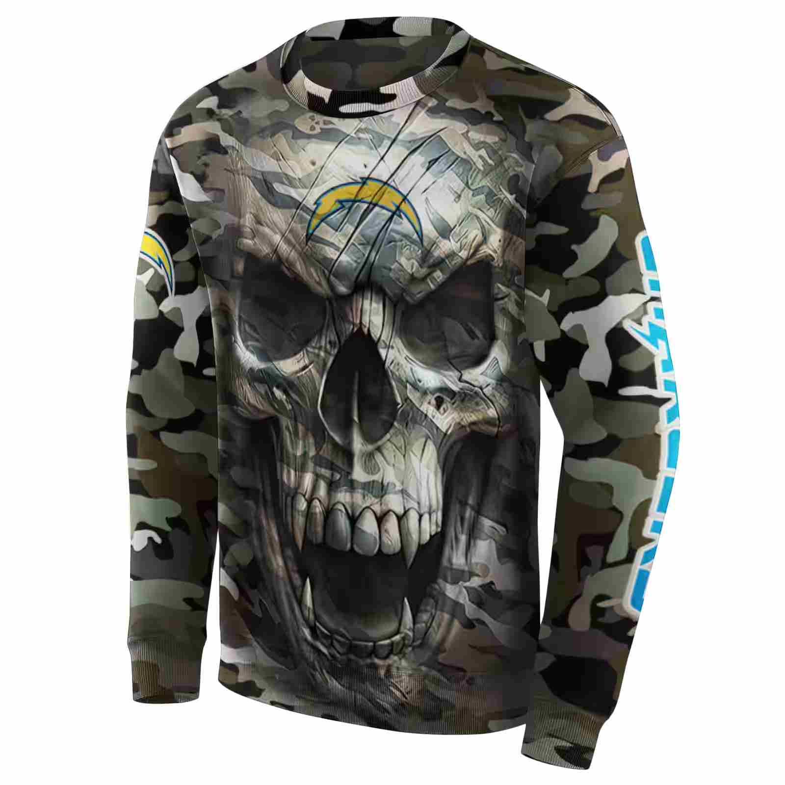 personalized los angeles chargers camo skull hoodie new arrival