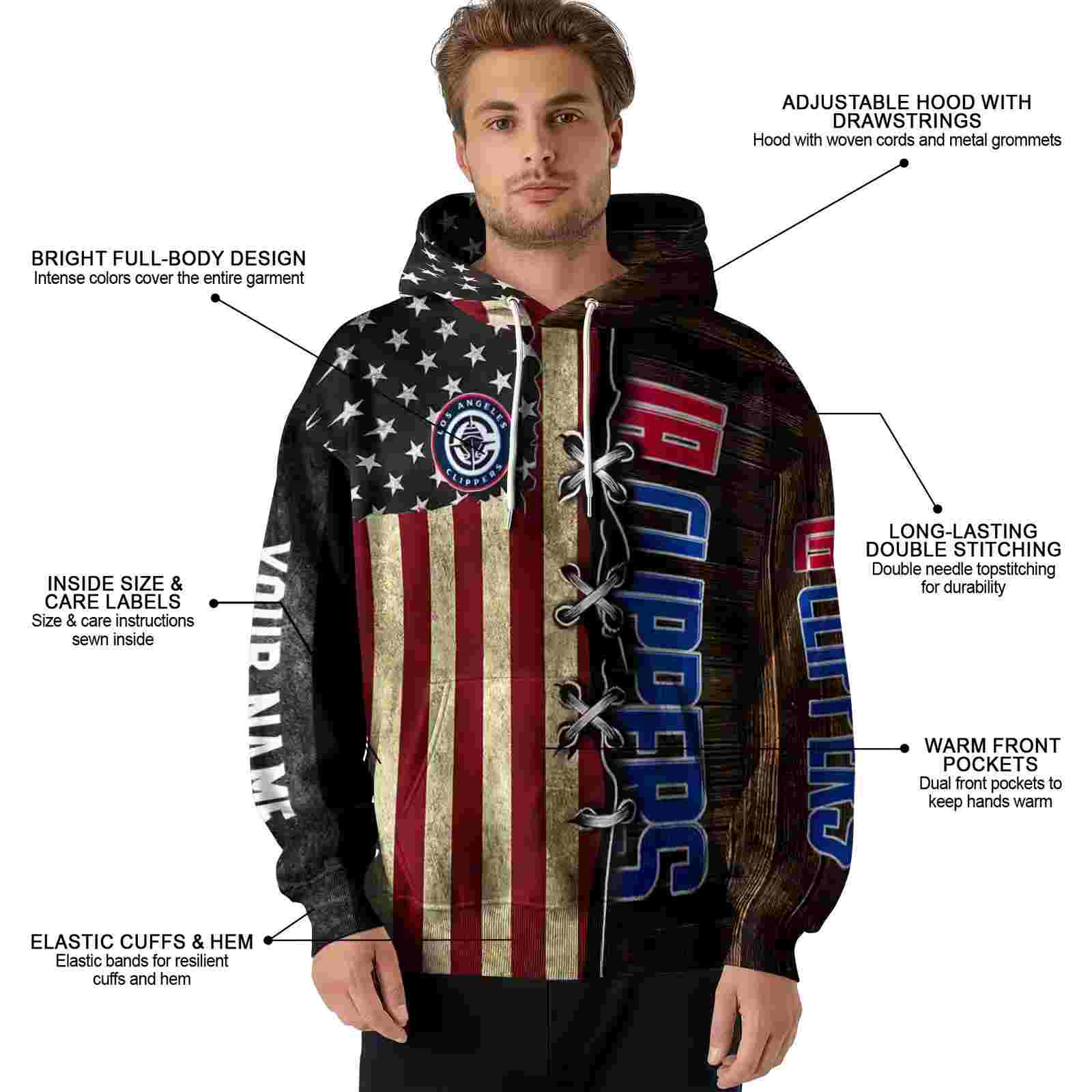 personalized los angeles clippers american pride hoodie latest model