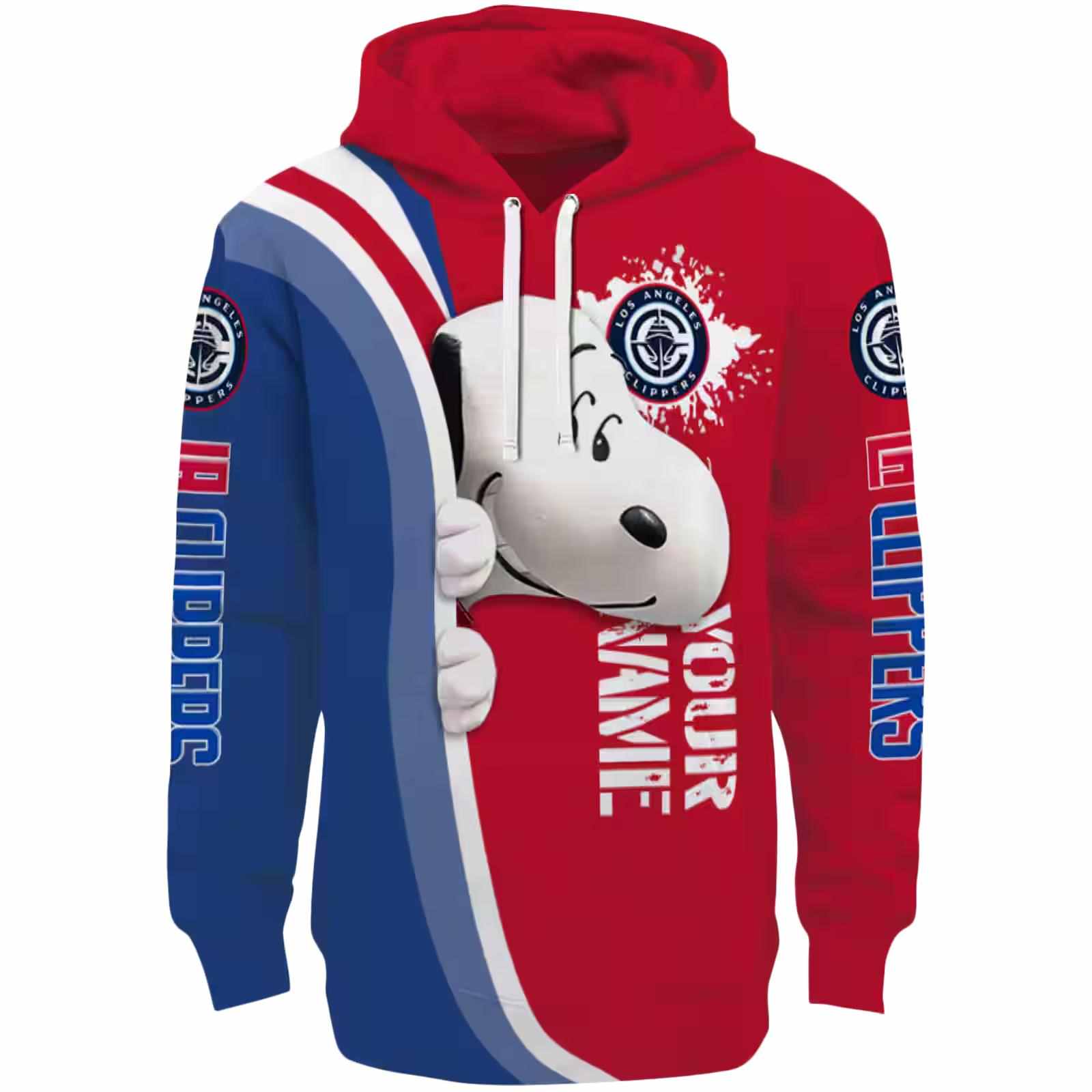 Personalized Los Angeles Clippers Peeking Snoopy Red Hoodie