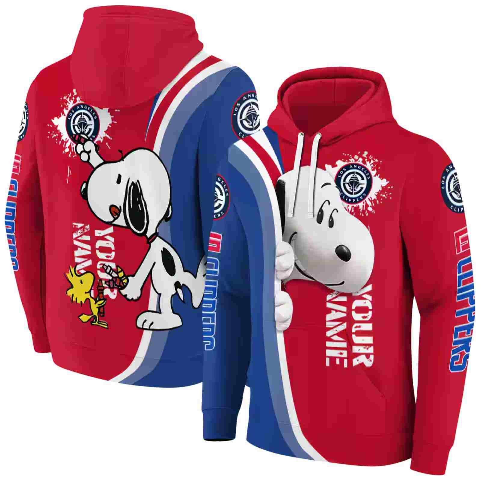 personalized los angeles clippers peeking snoopy red hoodie fashion forward