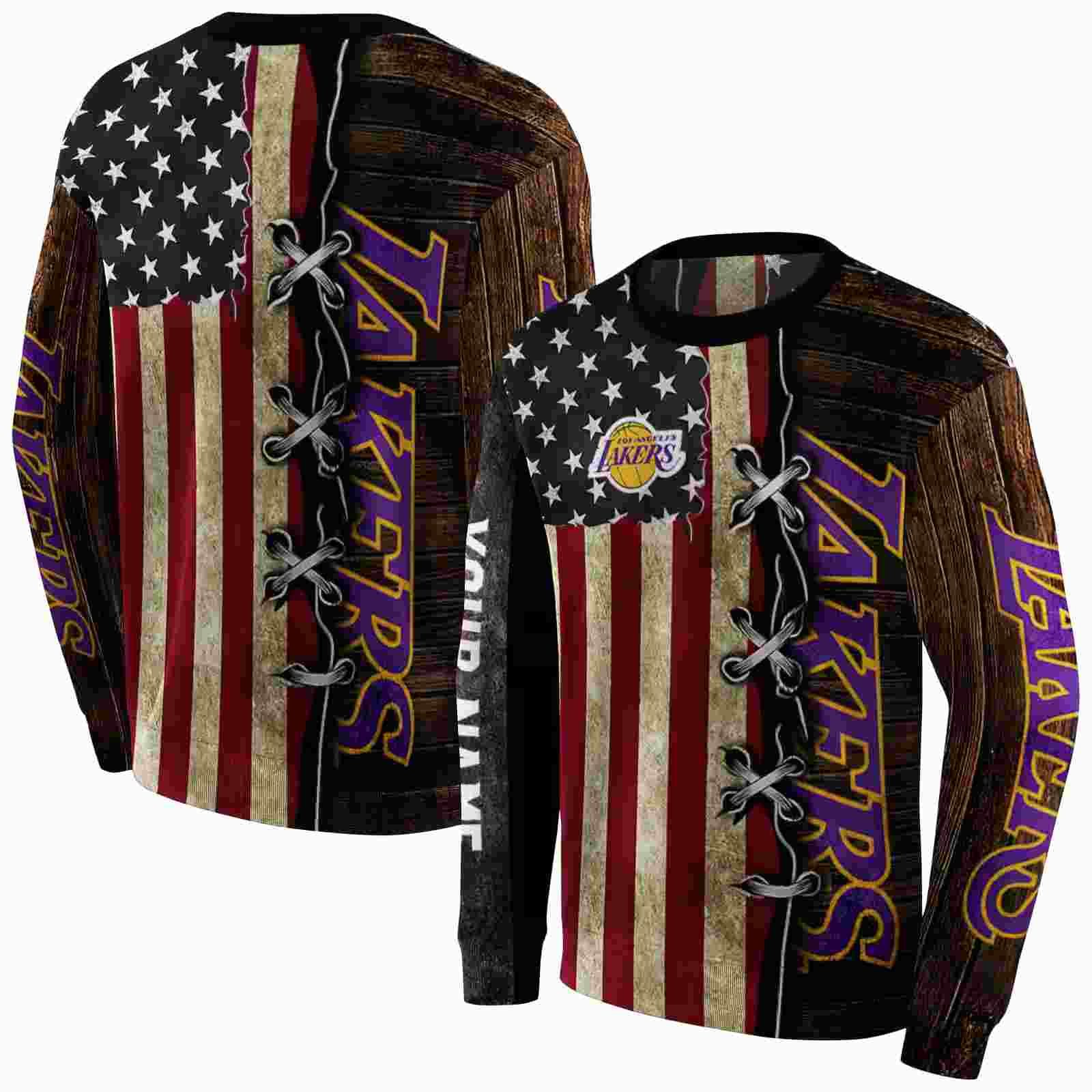 personalized los angeles lakers american pride hoodie premium grade