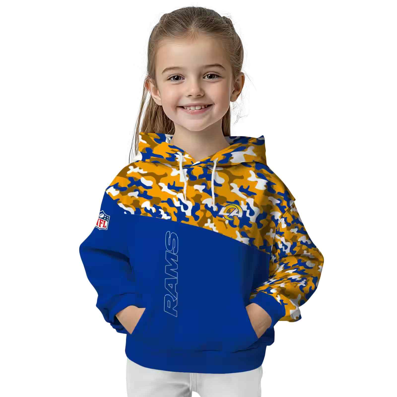 personalized los angeles rams camo pattern blue hoodie top rated