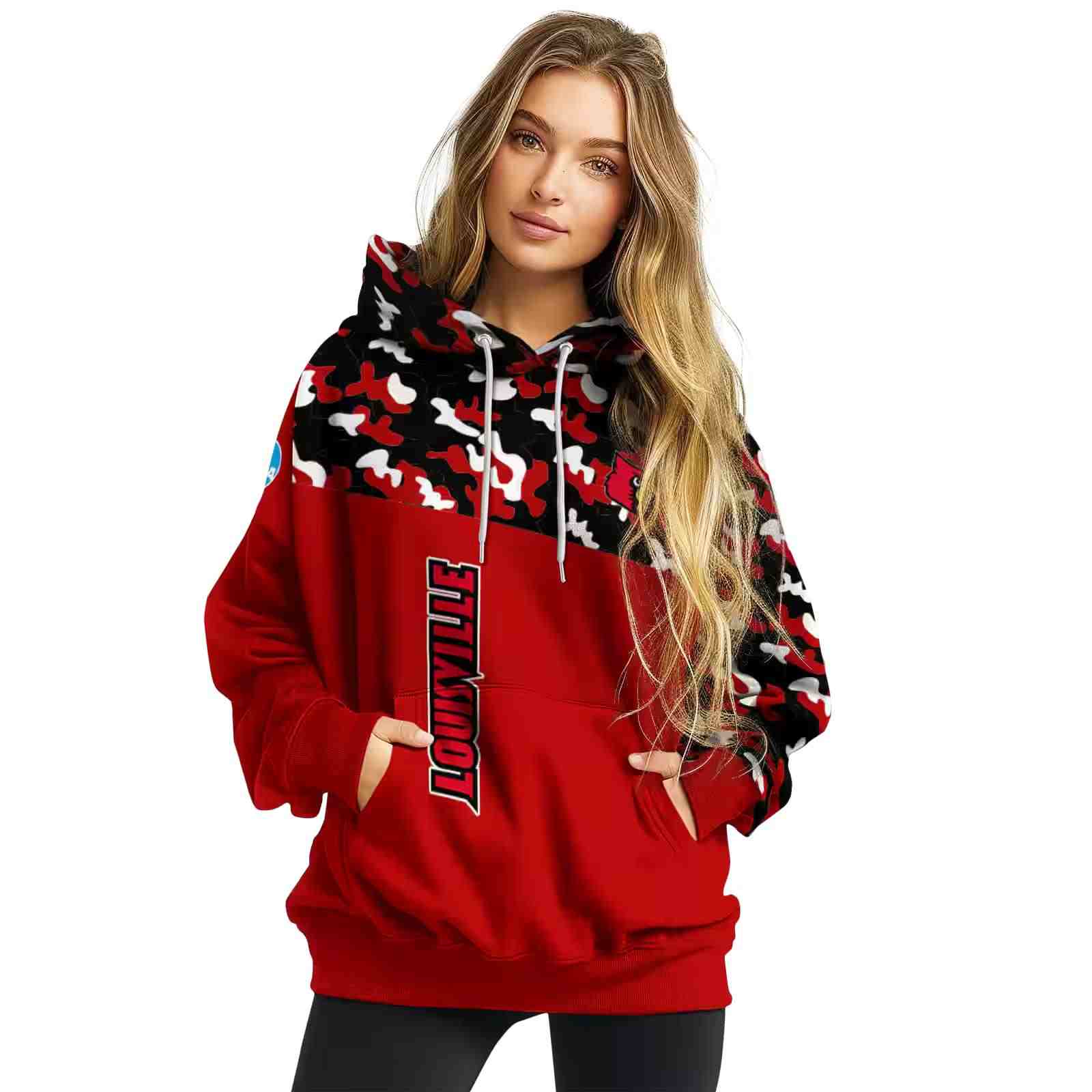 personalized louisville cardinals camo pattern red hoodie high quality