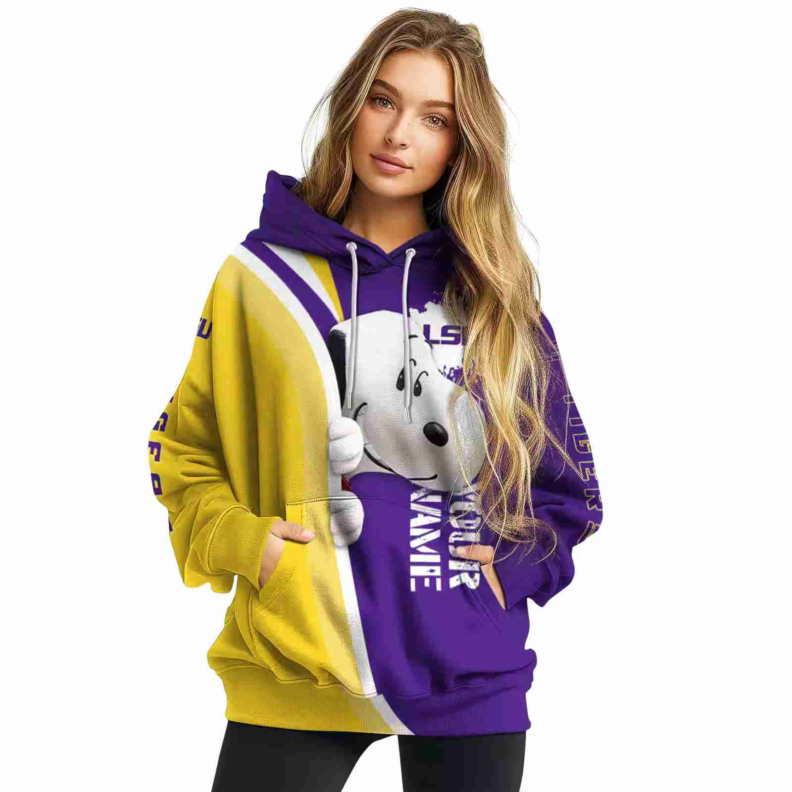 personalized lsu tigers peeking snoopy purple hoodie high quality