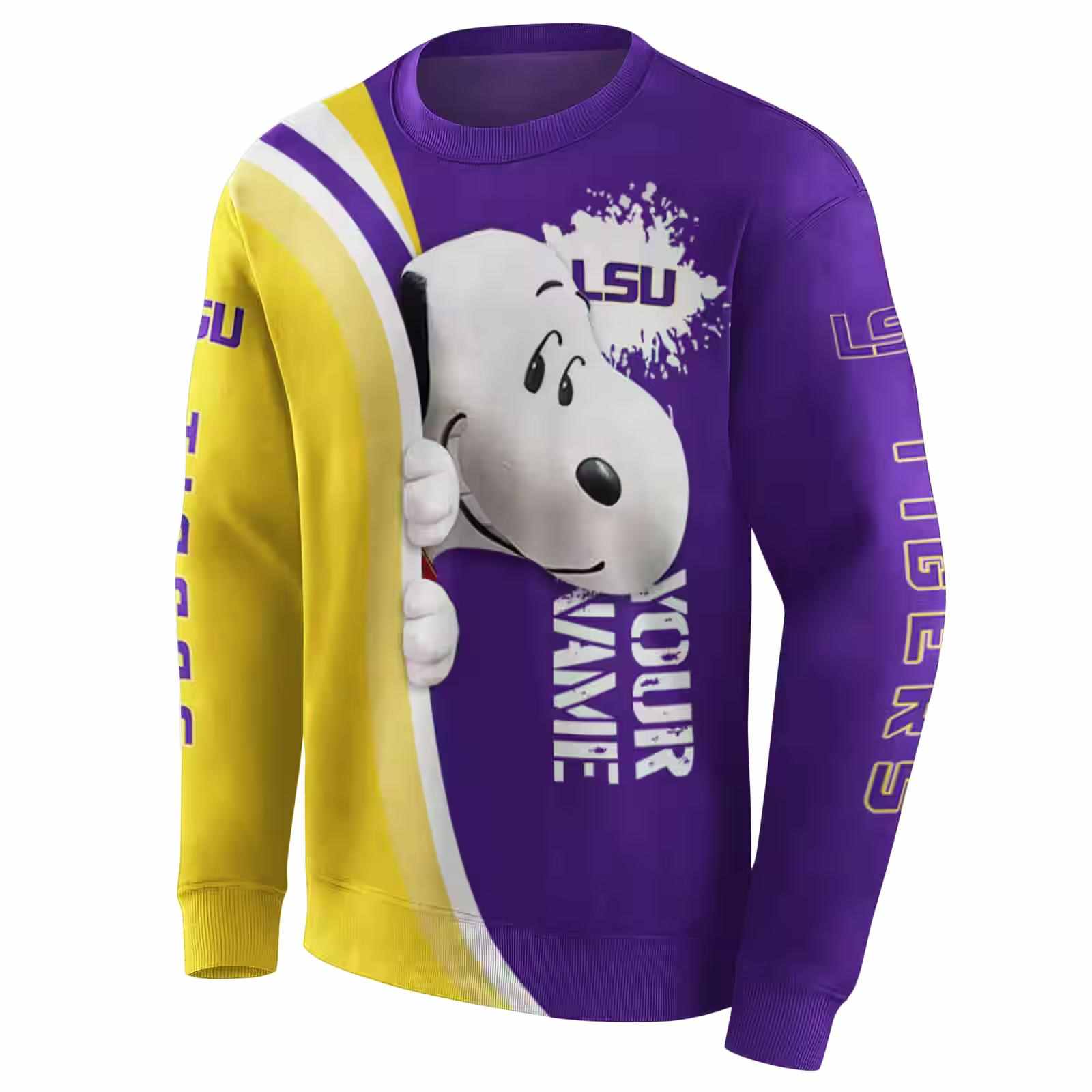 personalized lsu tigers peeking snoopy purple hoodie new arrival