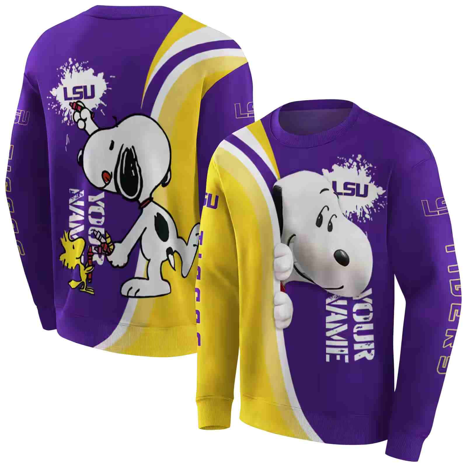 personalized lsu tigers peeking snoopy purple hoodie premium grade