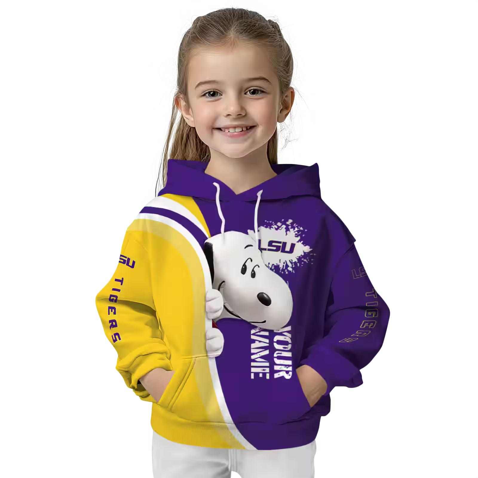 personalized lsu tigers peeking snoopy purple hoodie top rated