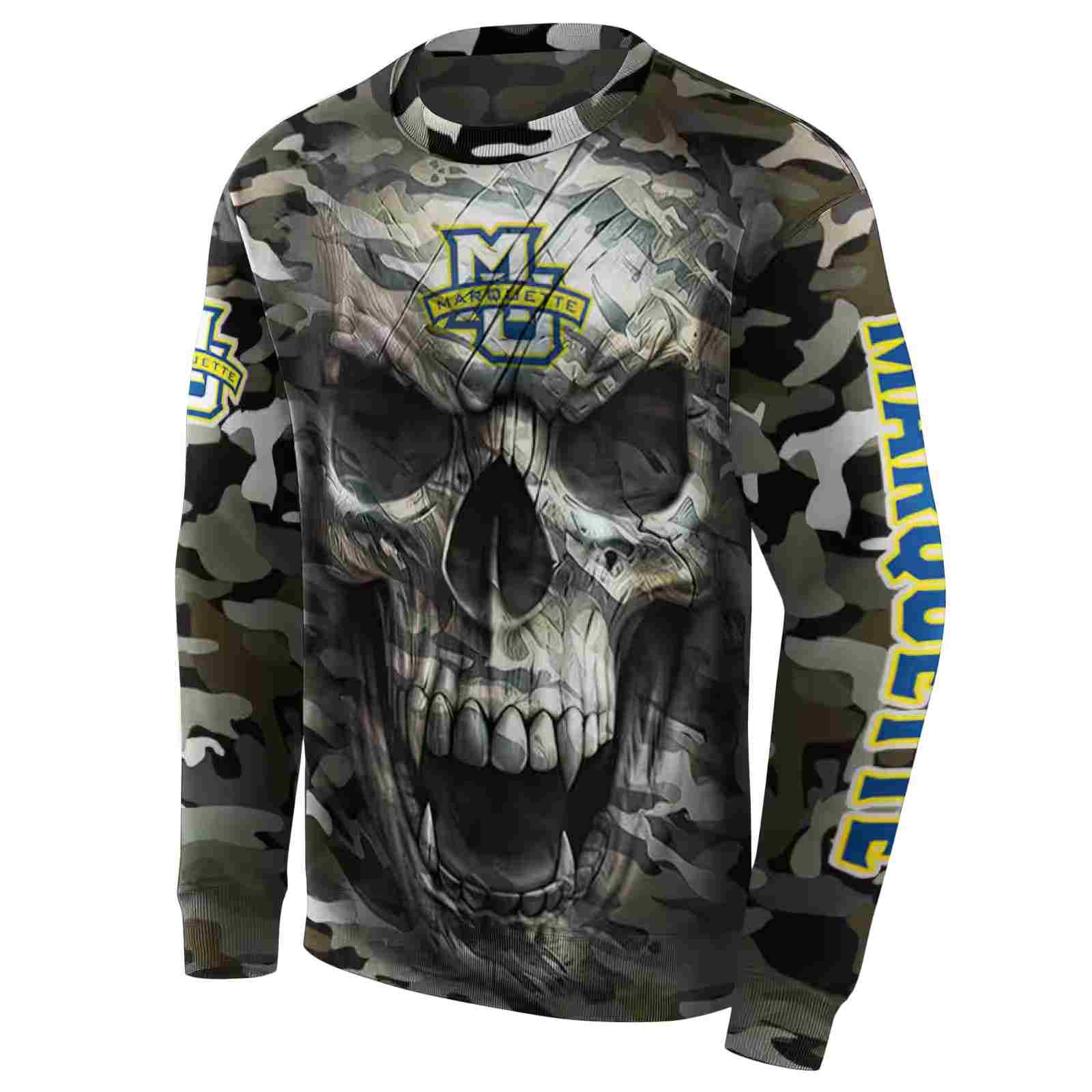 personalized marquette golden eagles camo skull hoodie new arrival