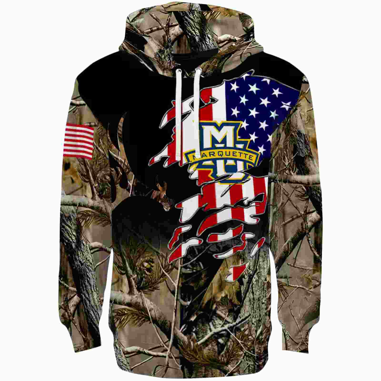 Personalized Marquette Golden Eagles Tree Camo Hoodie