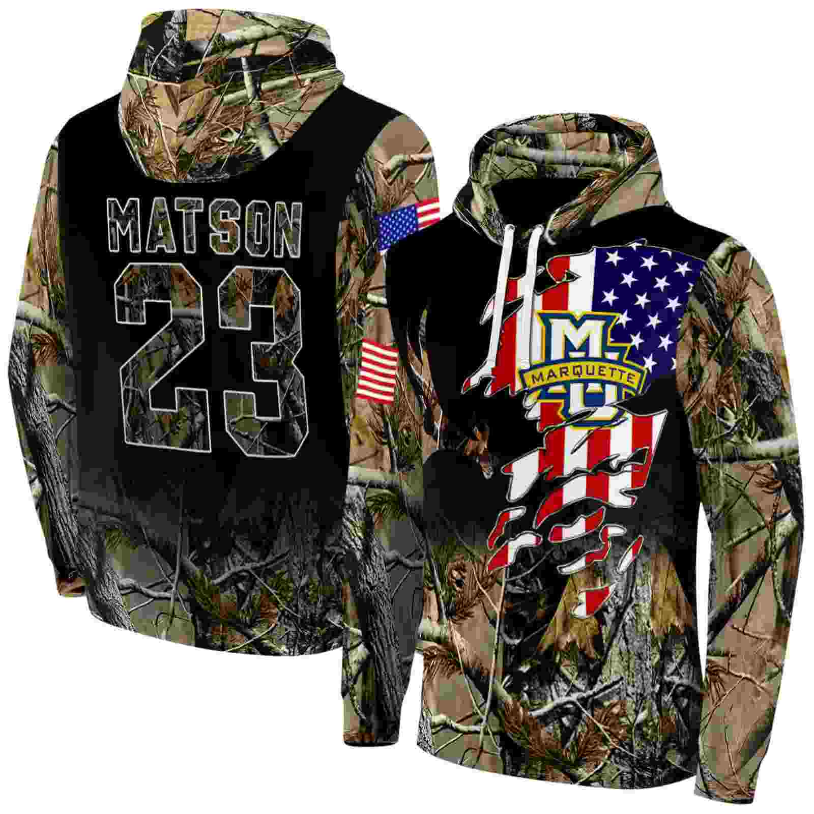 personalized marquette golden eagles tree camo hoodie fashion forward