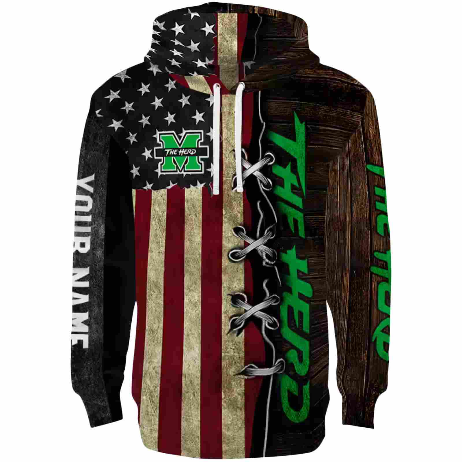 personalized marshall thundering herd american pride hoodie best selling