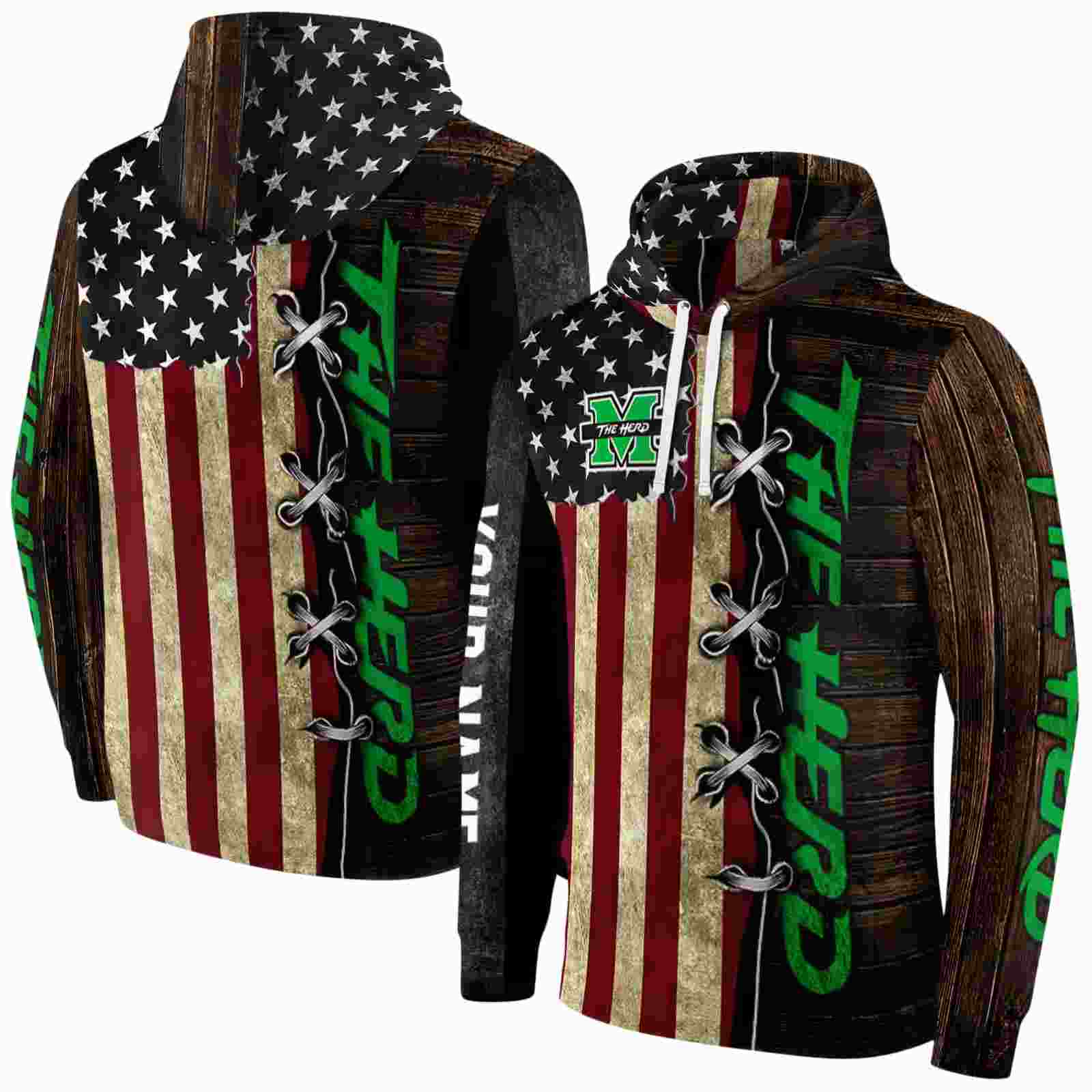 personalized marshall thundering herd american pride hoodie fashion forward