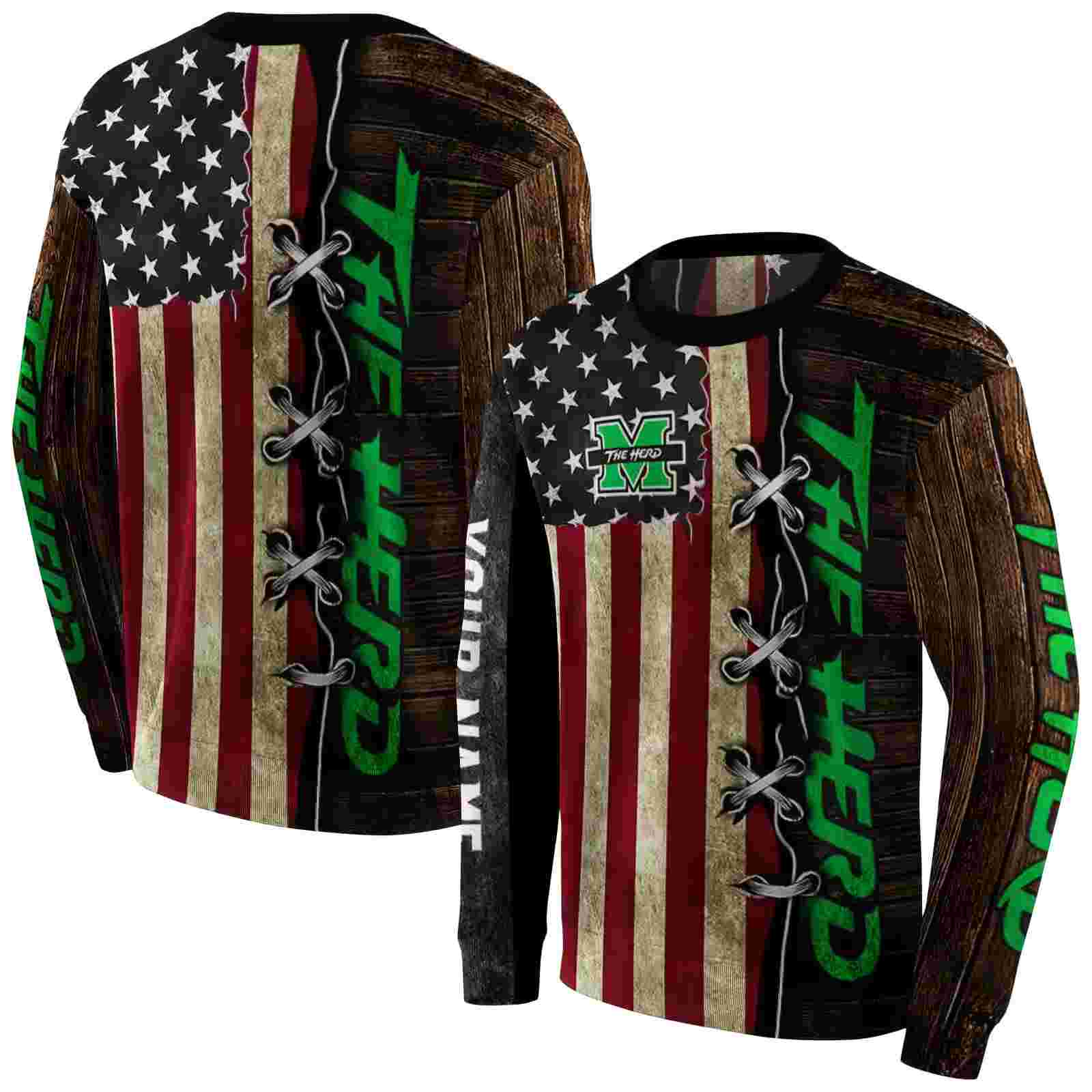personalized marshall thundering herd american pride hoodie premium grade