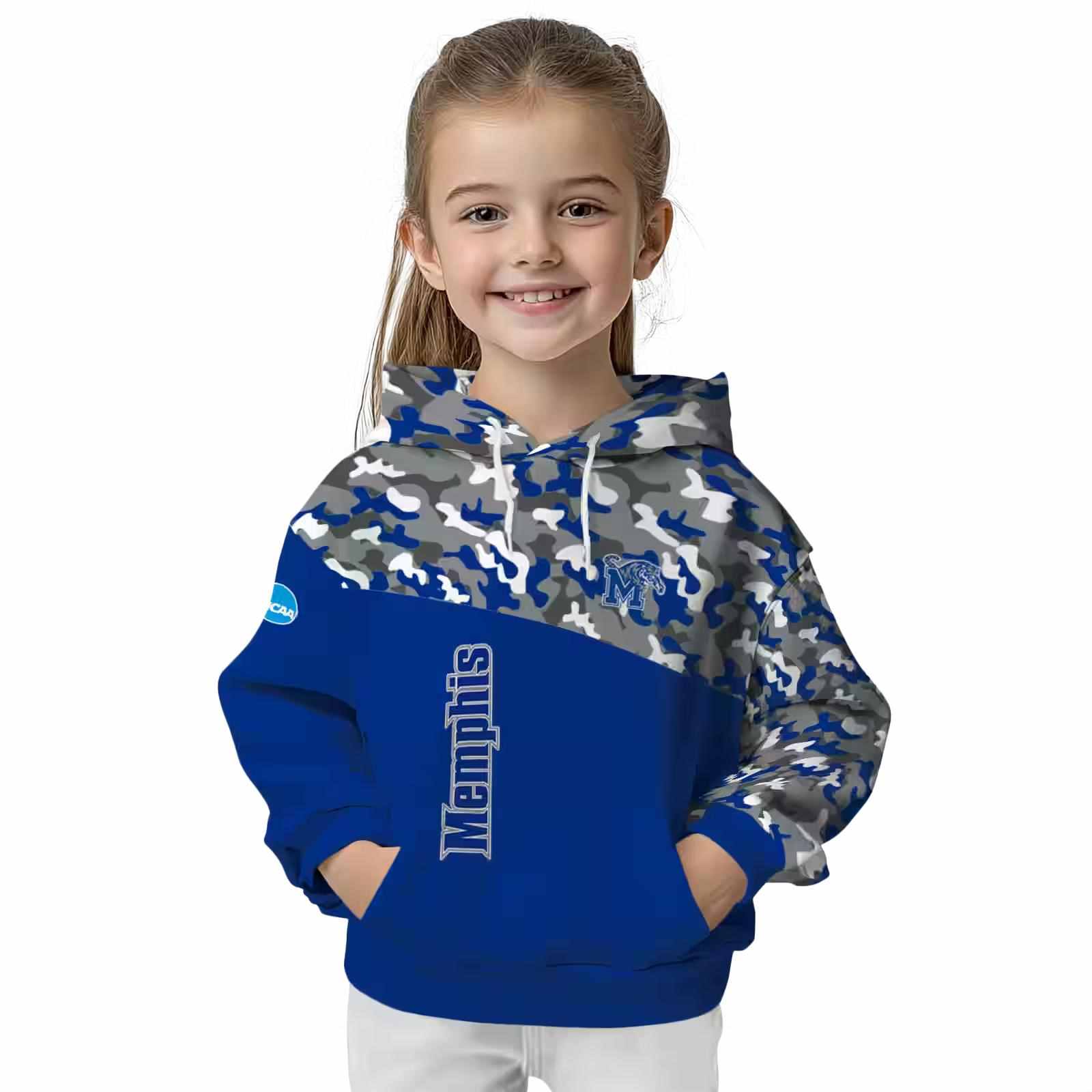 personalized memphis tigers camo pattern blue hoodie top rated