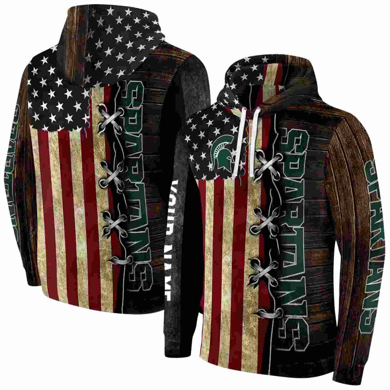 personalized michigan state spartans american pride hoodie fashion forward