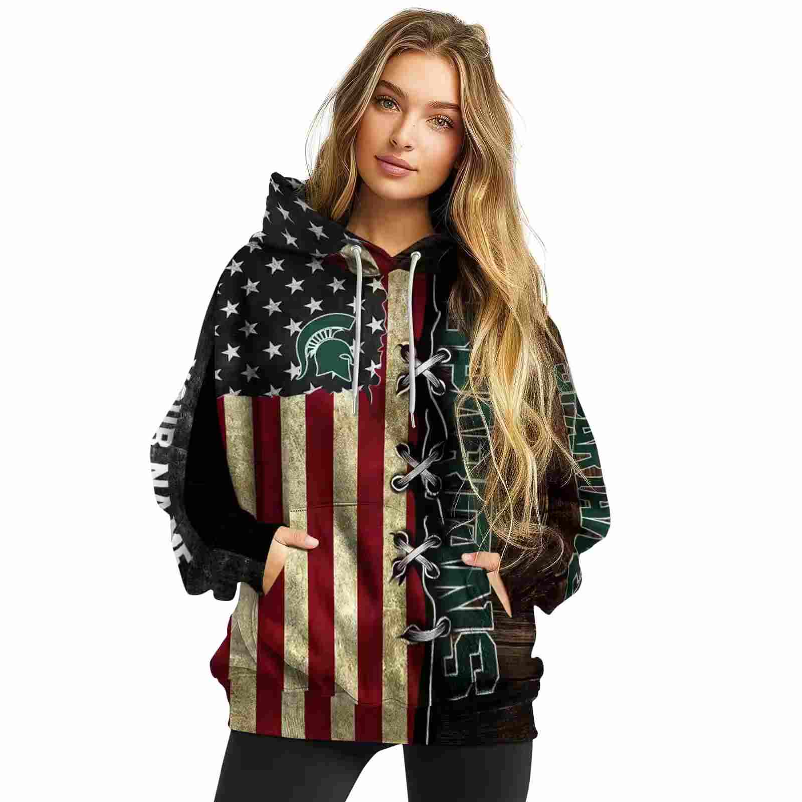 personalized michigan state spartans american pride hoodie high quality