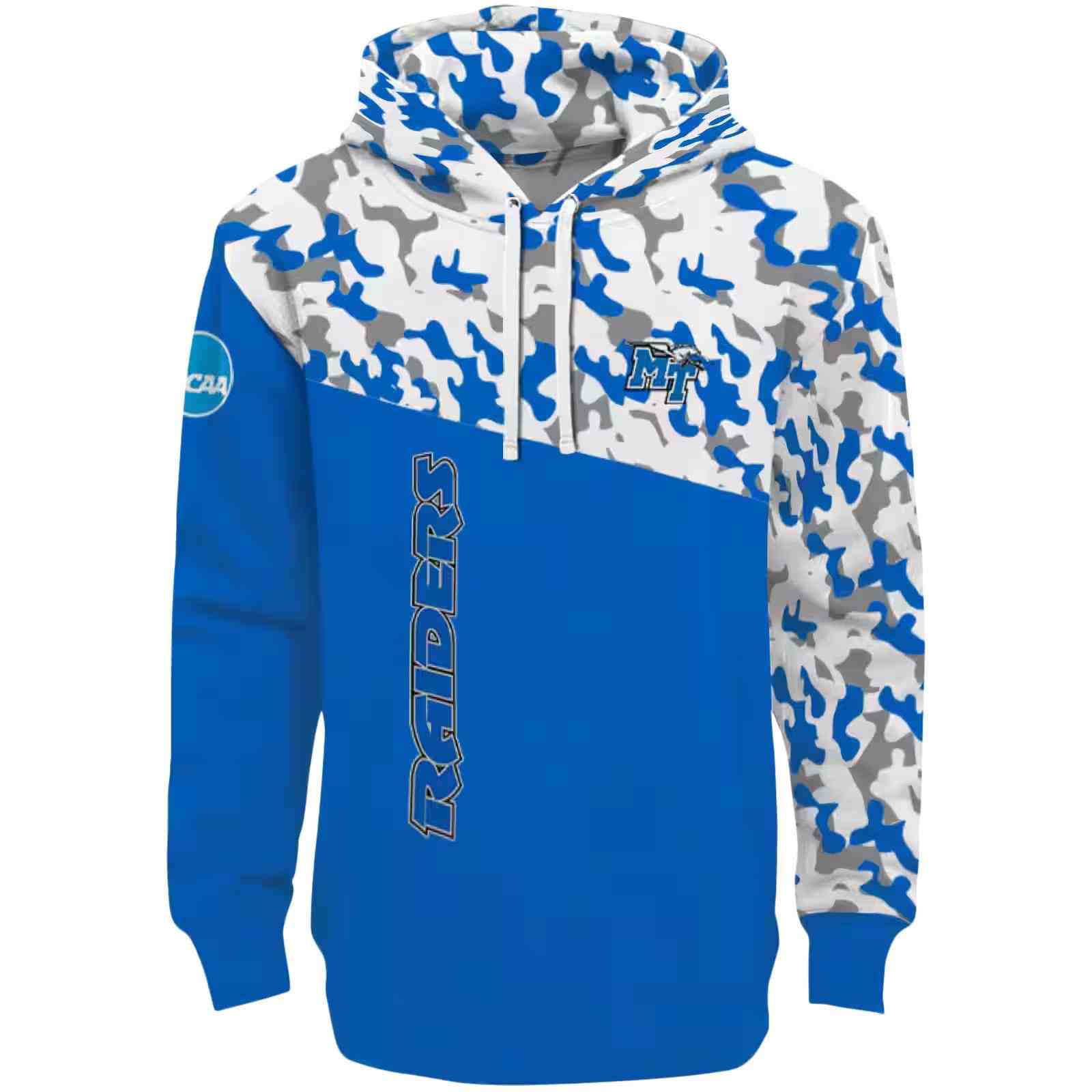 Personalized Middle Tennessee Blue Raiders Camo Pattern Blue Hoodie