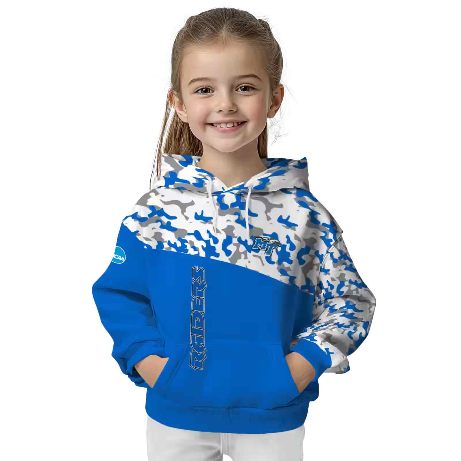 personalized middle tennessee blue raiders camo pattern blue hoodie top rated