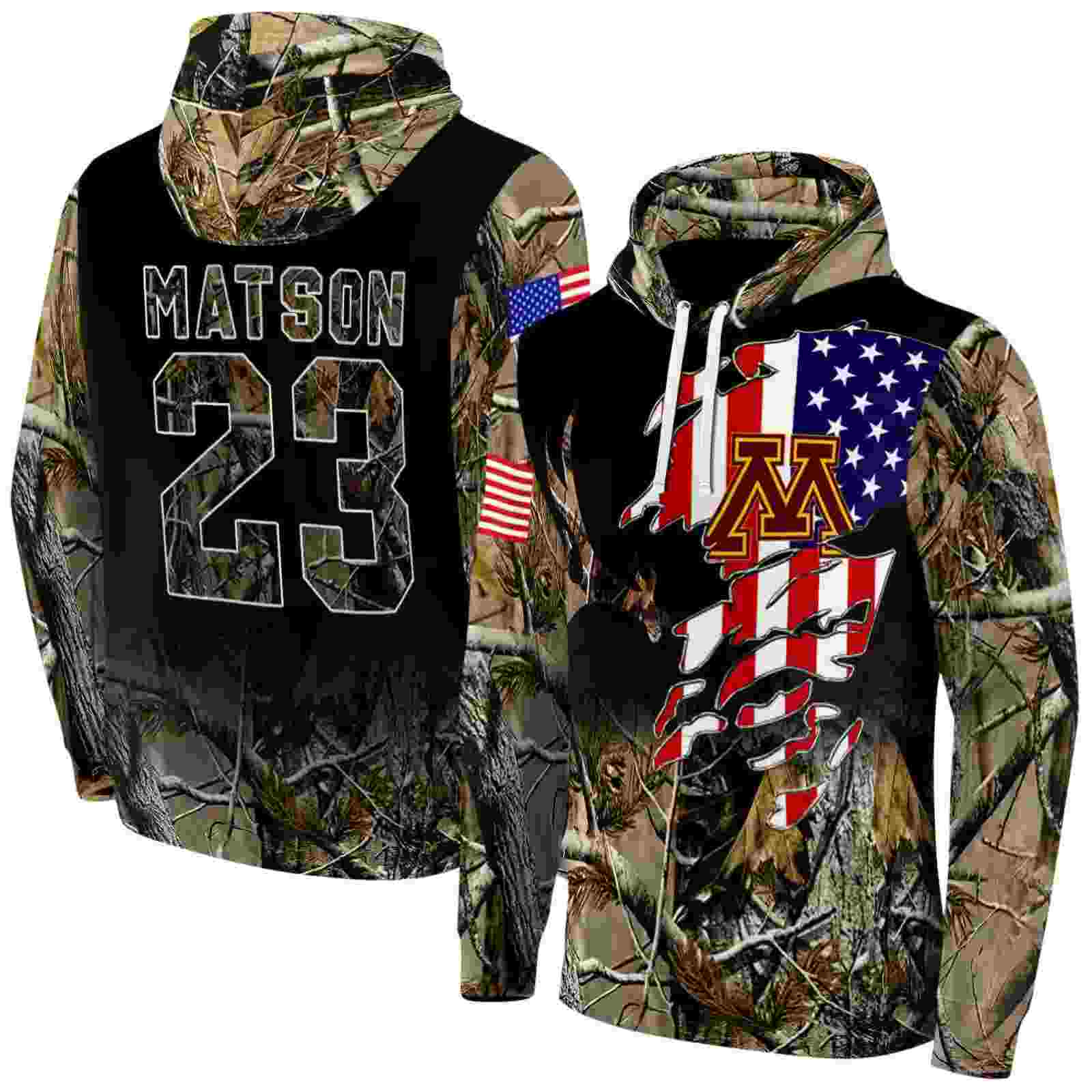 personalized minnesota golden gophers tree camo hoodie fashion forward