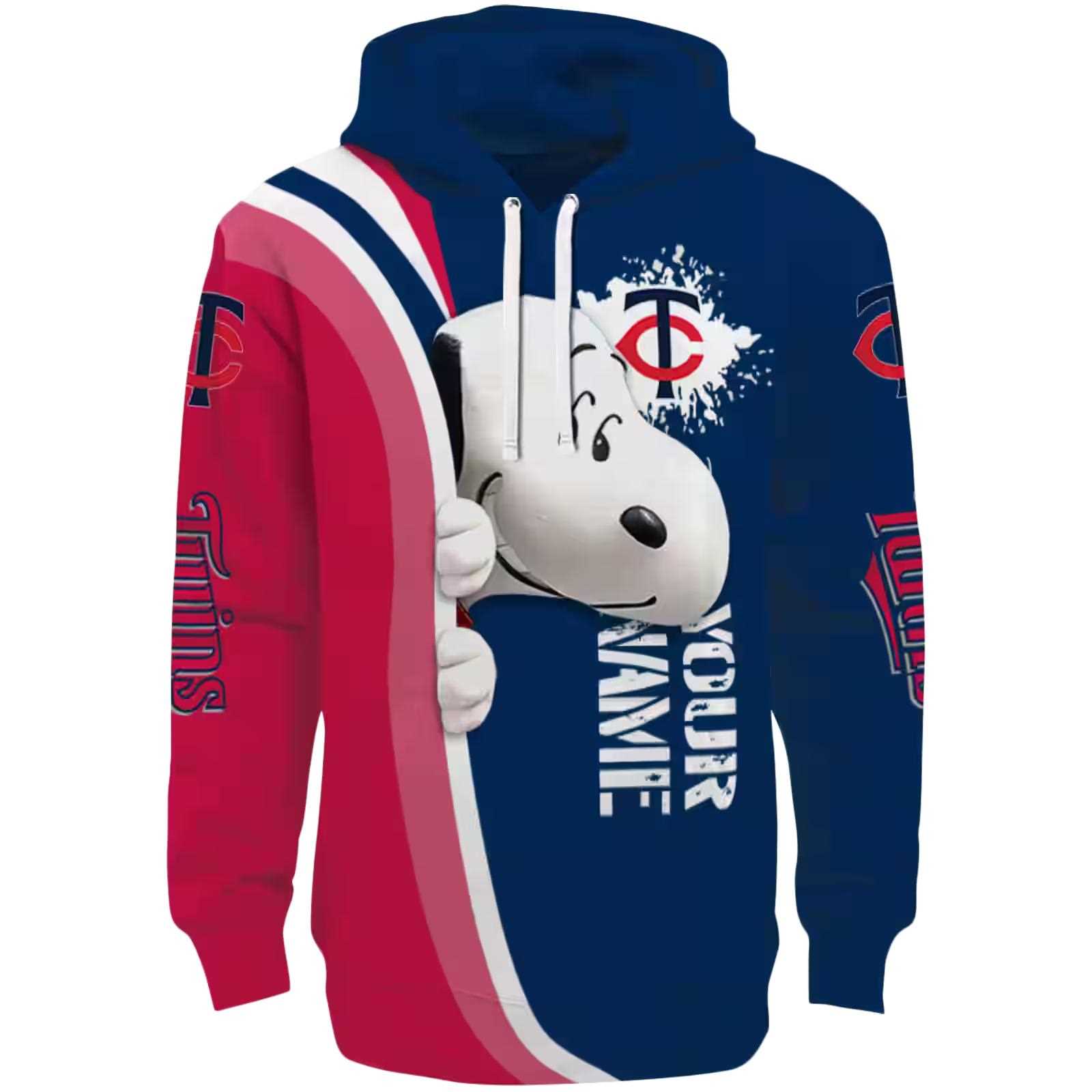 Personalized Minnesota Twins Peeking Snoopy Navy Hoodie