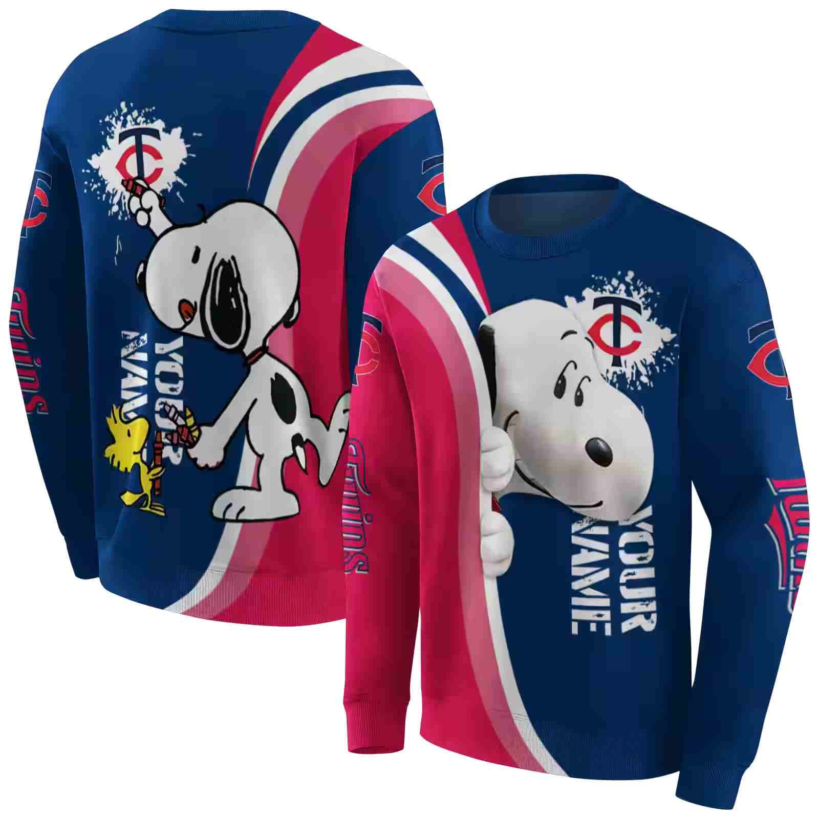 personalized minnesota twins peeking snoopy navy hoodie premium grade