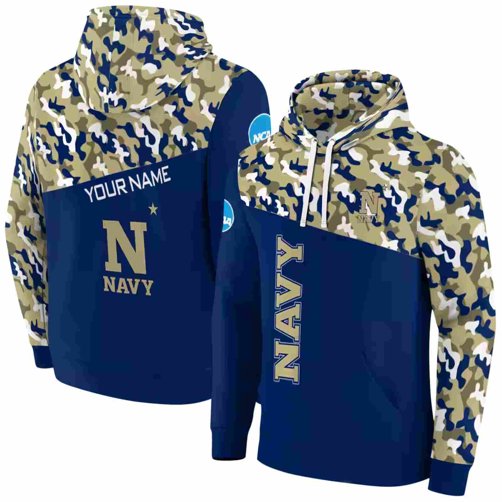personalized navy midshipmen camo pattern blue hoodie fashion forward