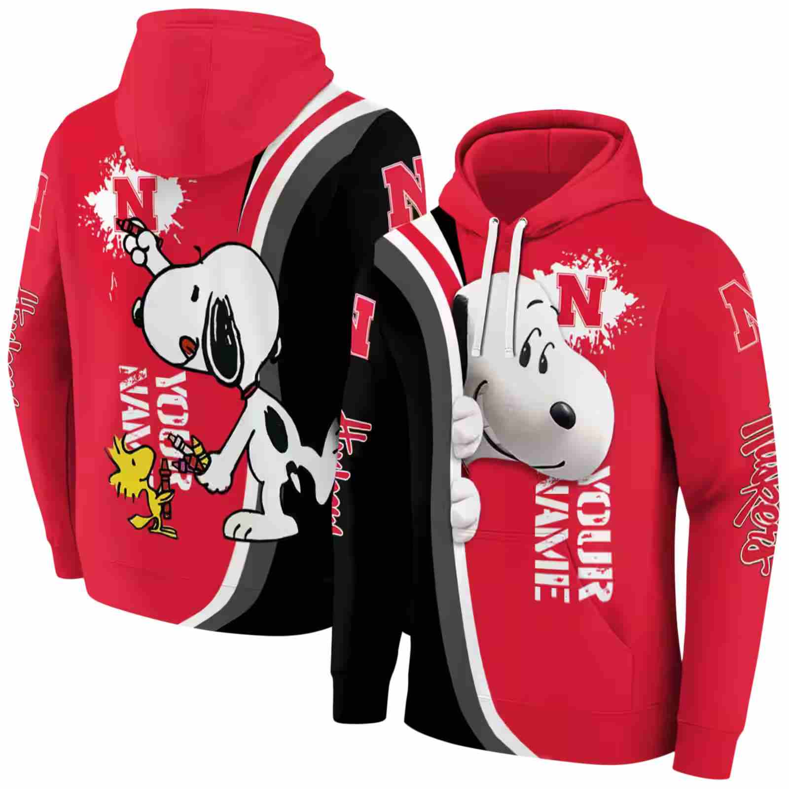 personalized nebraska cornhuskers peeking snoopy red hoodie fashion forward