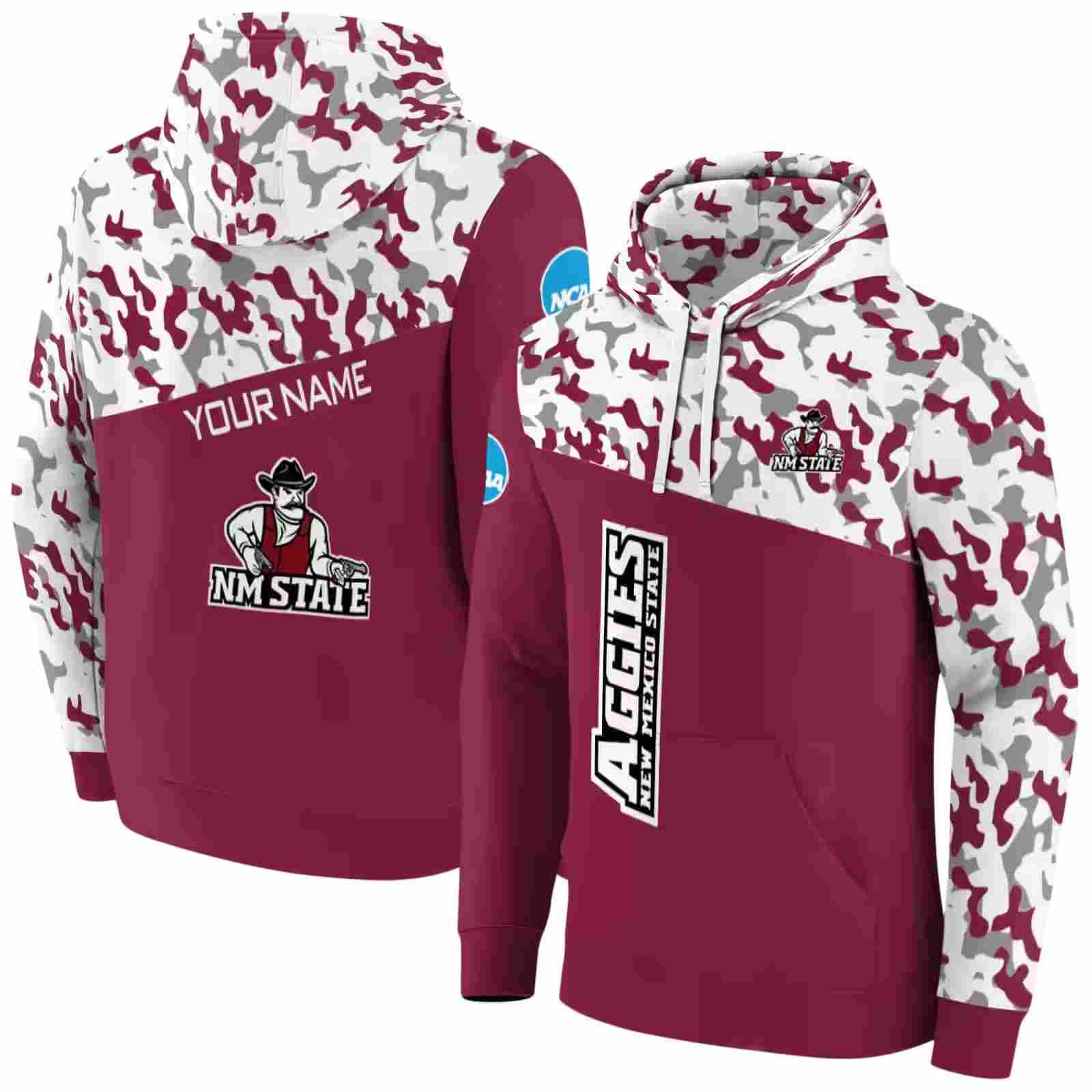 personalized new mexico state aggies camo pattern crimson hoodie fashion forward