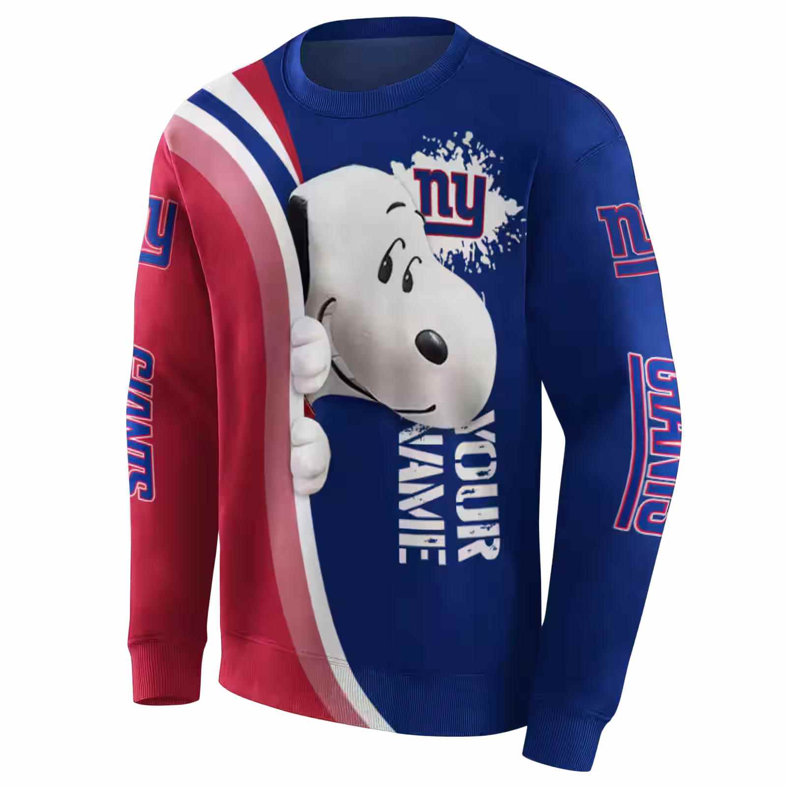 personalized new york giants peeking snoopy blue hoodie new arrival