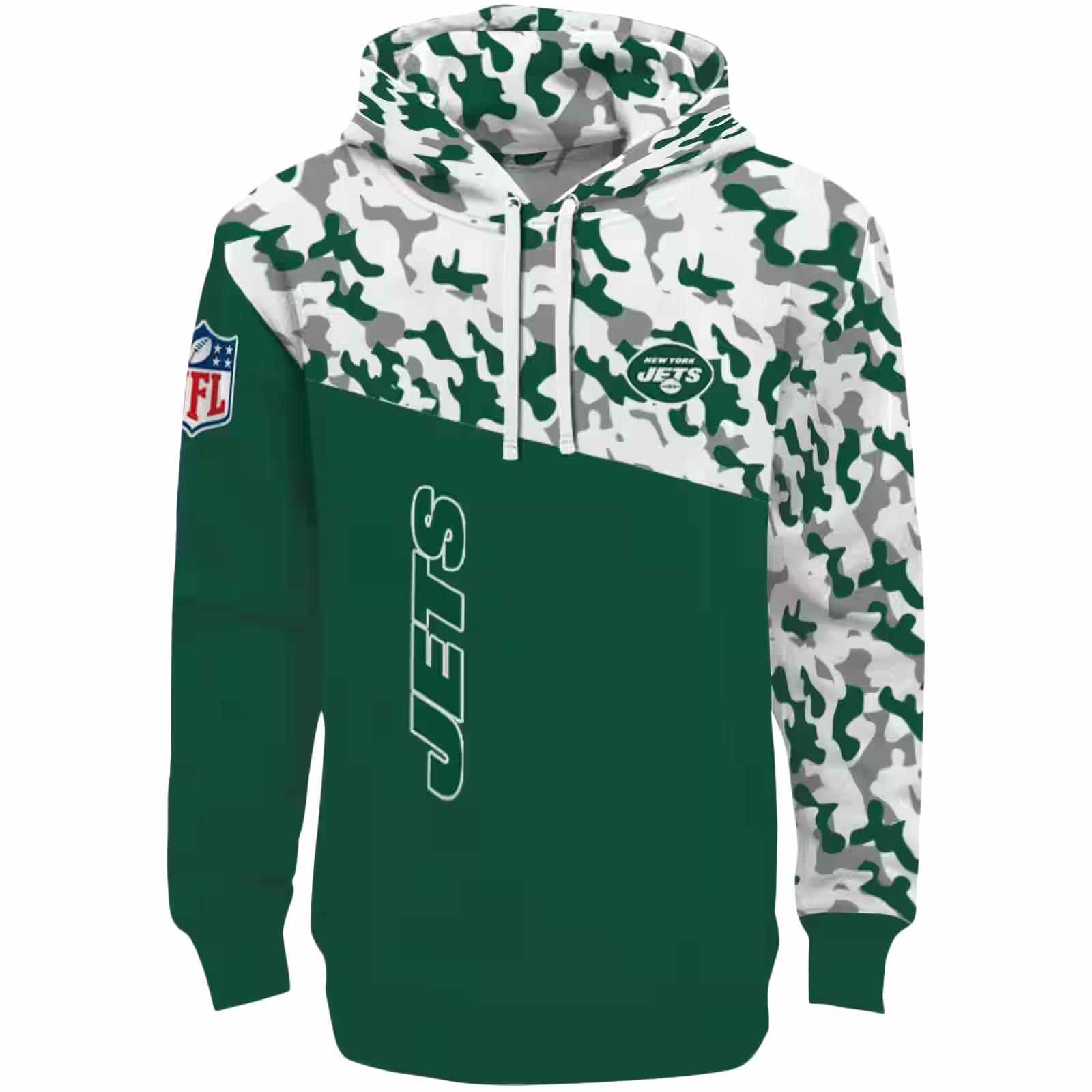 Personalized New York Jets Camo Pattern Green Hoodie