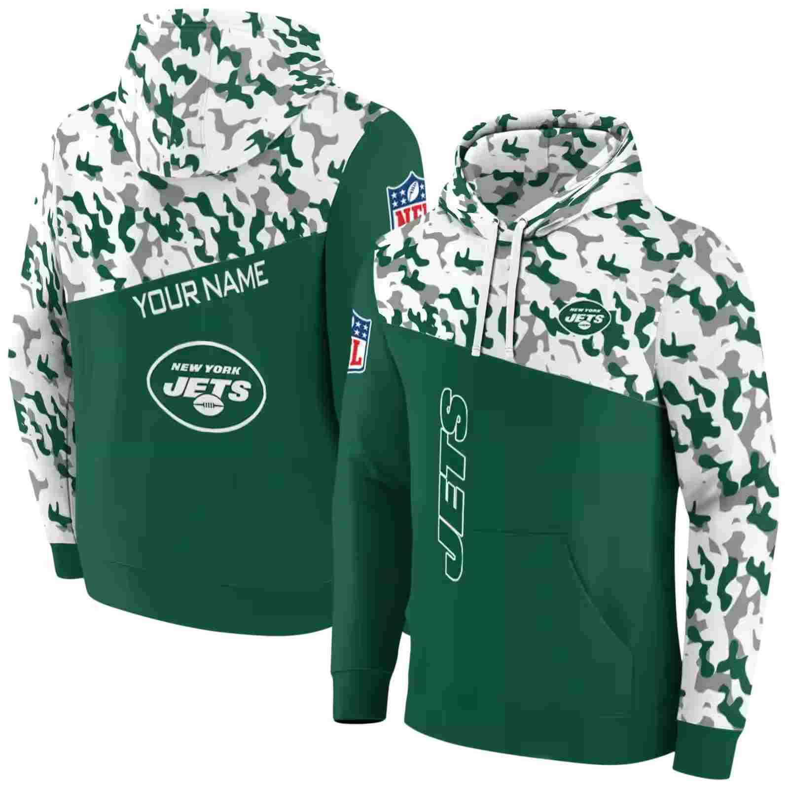 personalized new york jets camo pattern green hoodie fashion forward