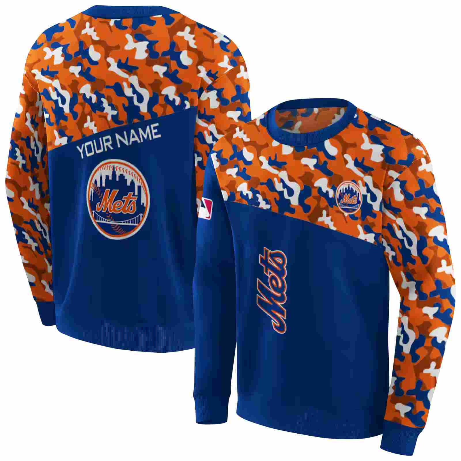 personalized new york mets camo pattern blue hoodie premium grade