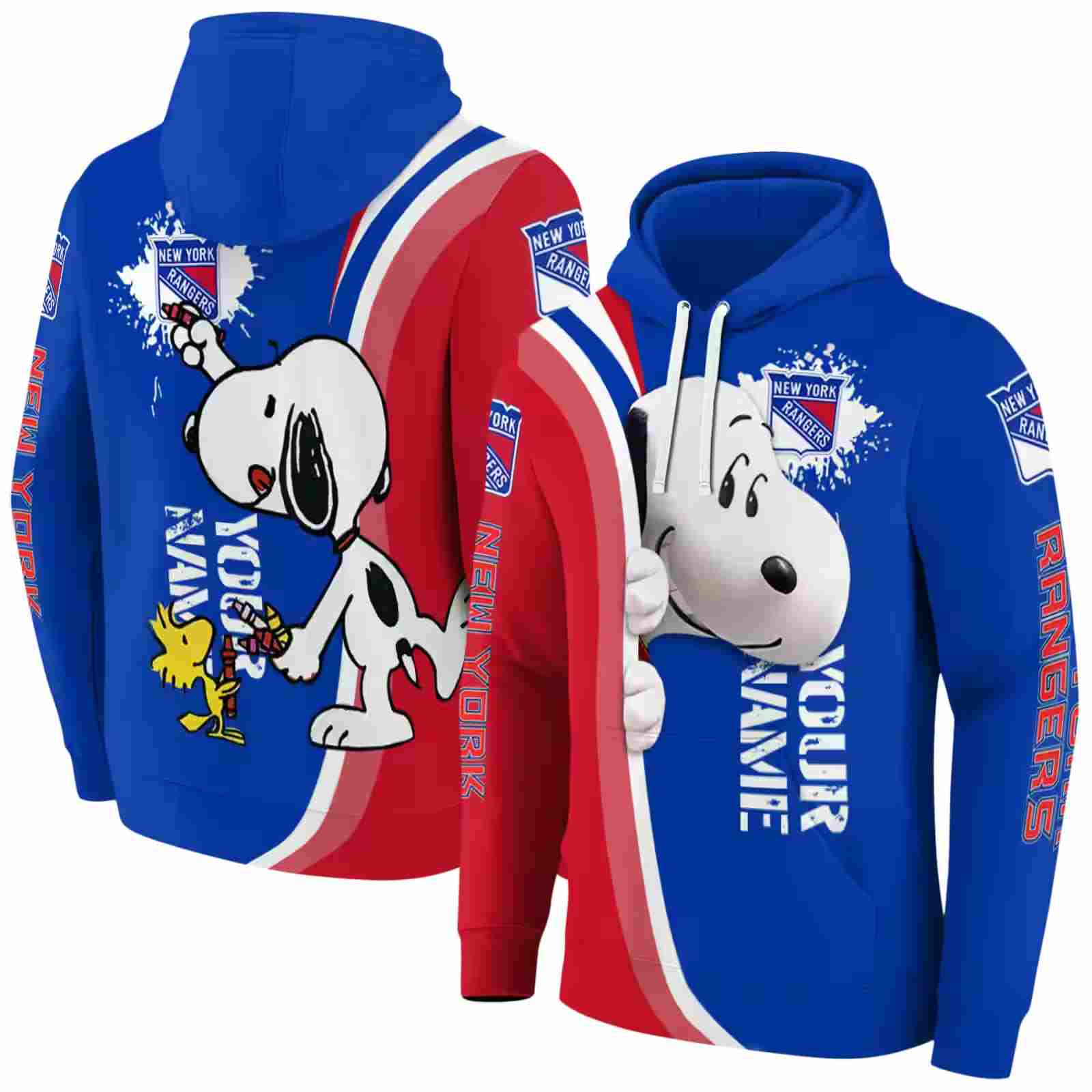 personalized new york rangers peeking snoopy blue hoodie fashion forward