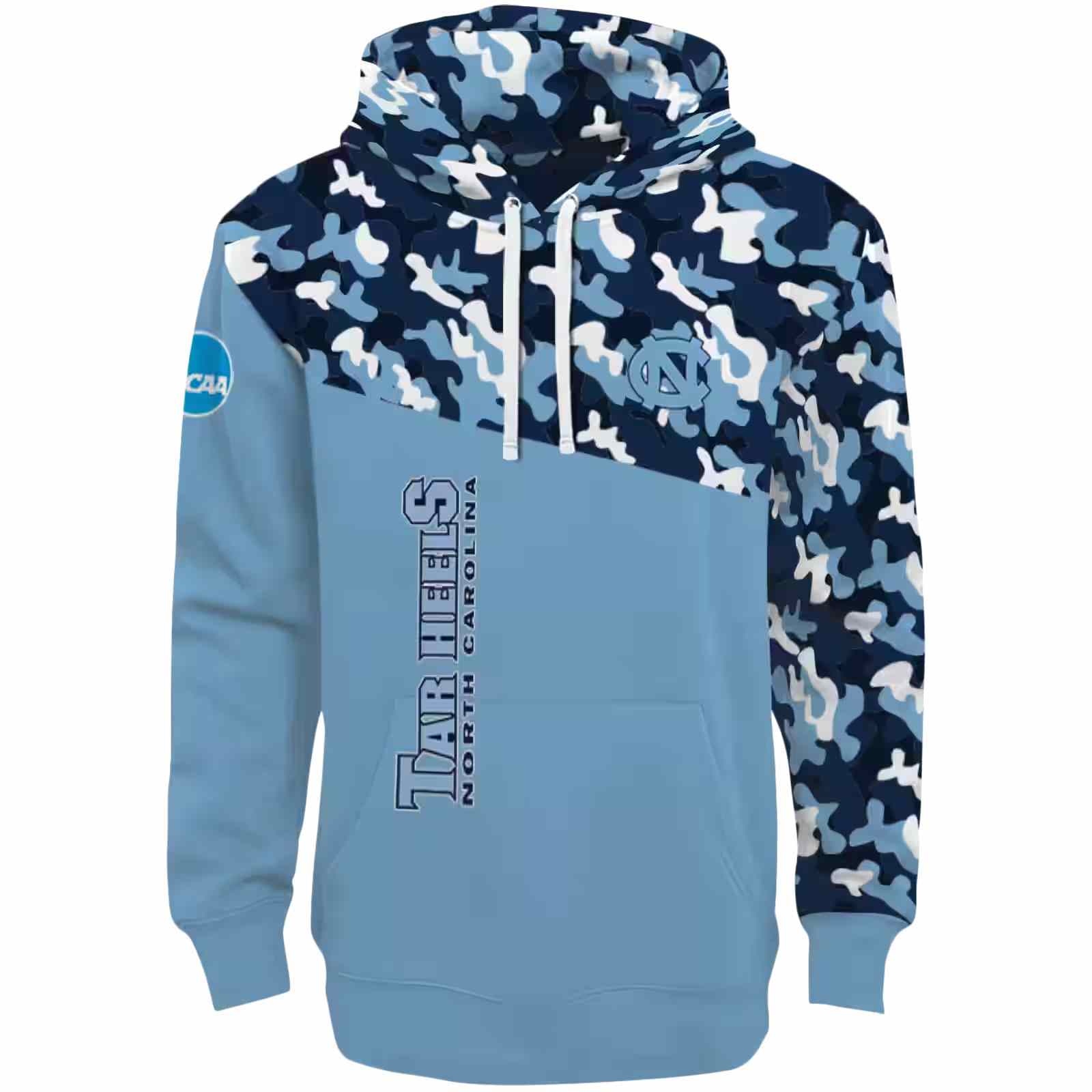 Personalized North Carolina Tar Heels Camo Pattern Light Blue Hoodie