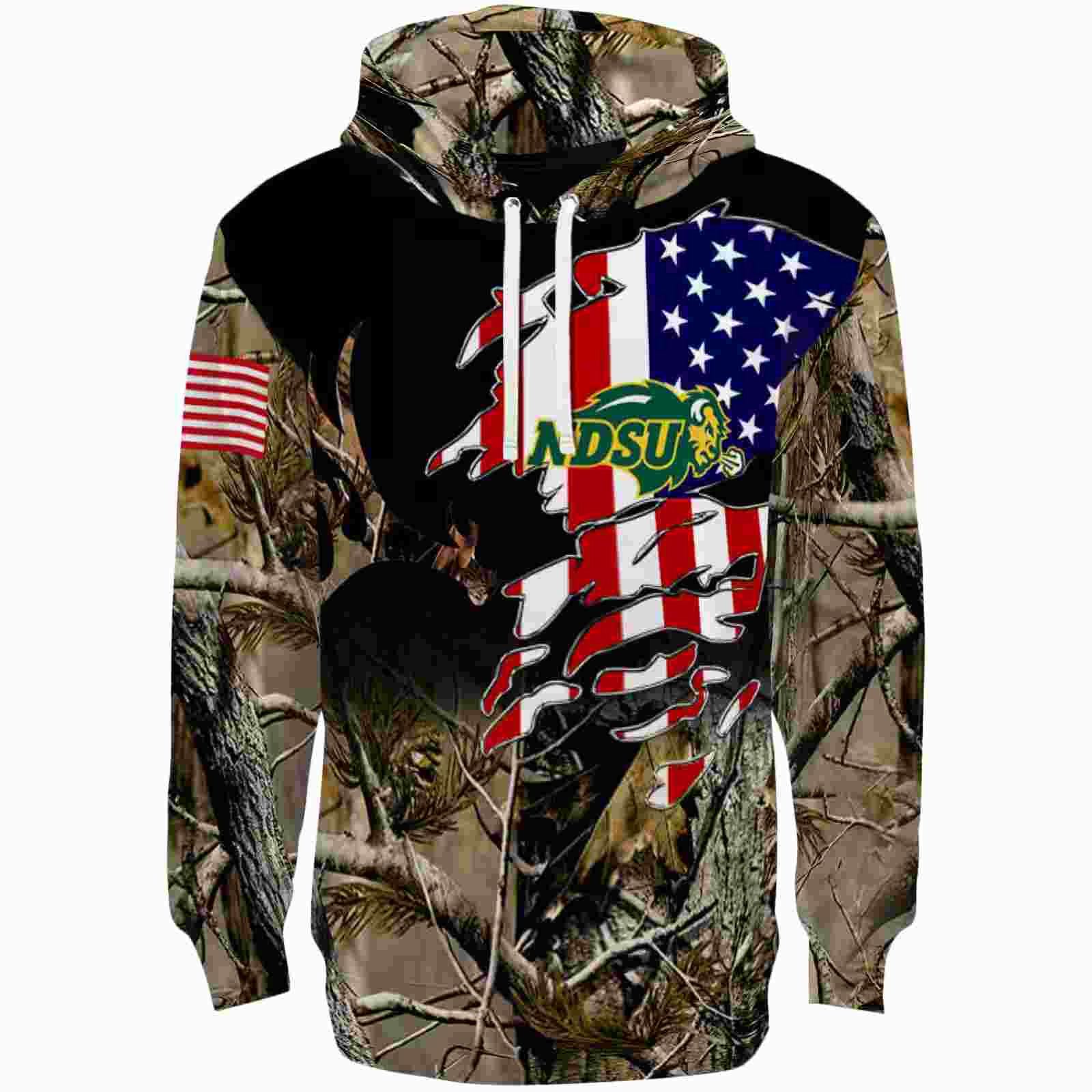 Personalized North Dakota State Bison Tree Camo Hoodie