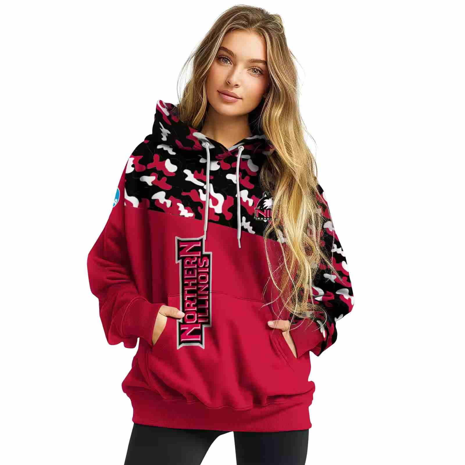 personalized northern illinois huskies camo pattern red hoodie high quality