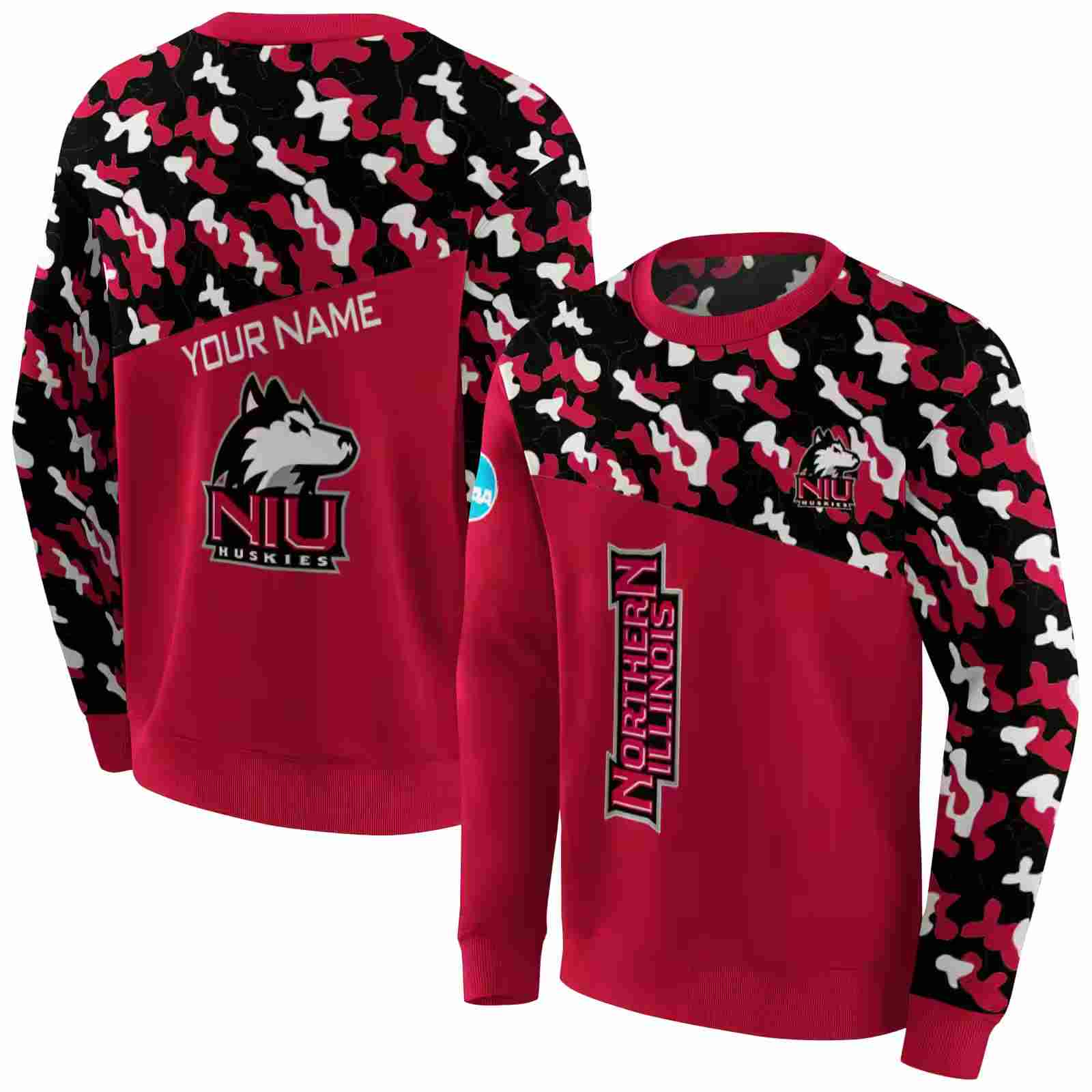 personalized northern illinois huskies camo pattern red hoodie premium grade