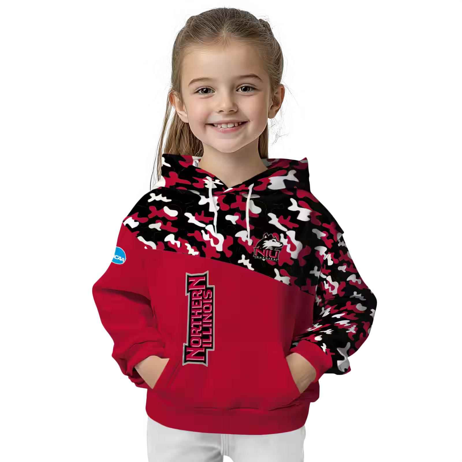 personalized northern illinois huskies camo pattern red hoodie top rated