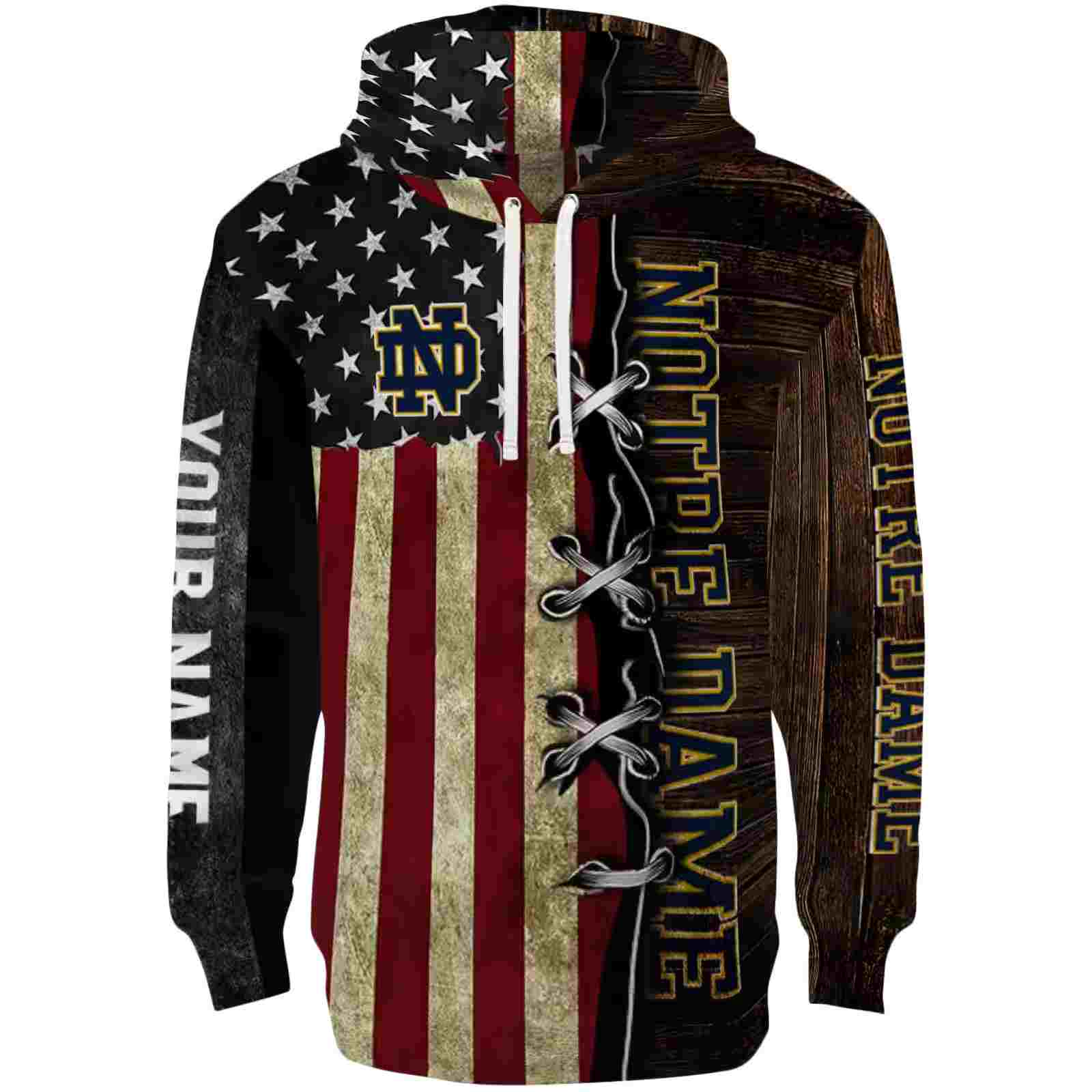 personalized notre dame fighting irish american pride hoodie best selling