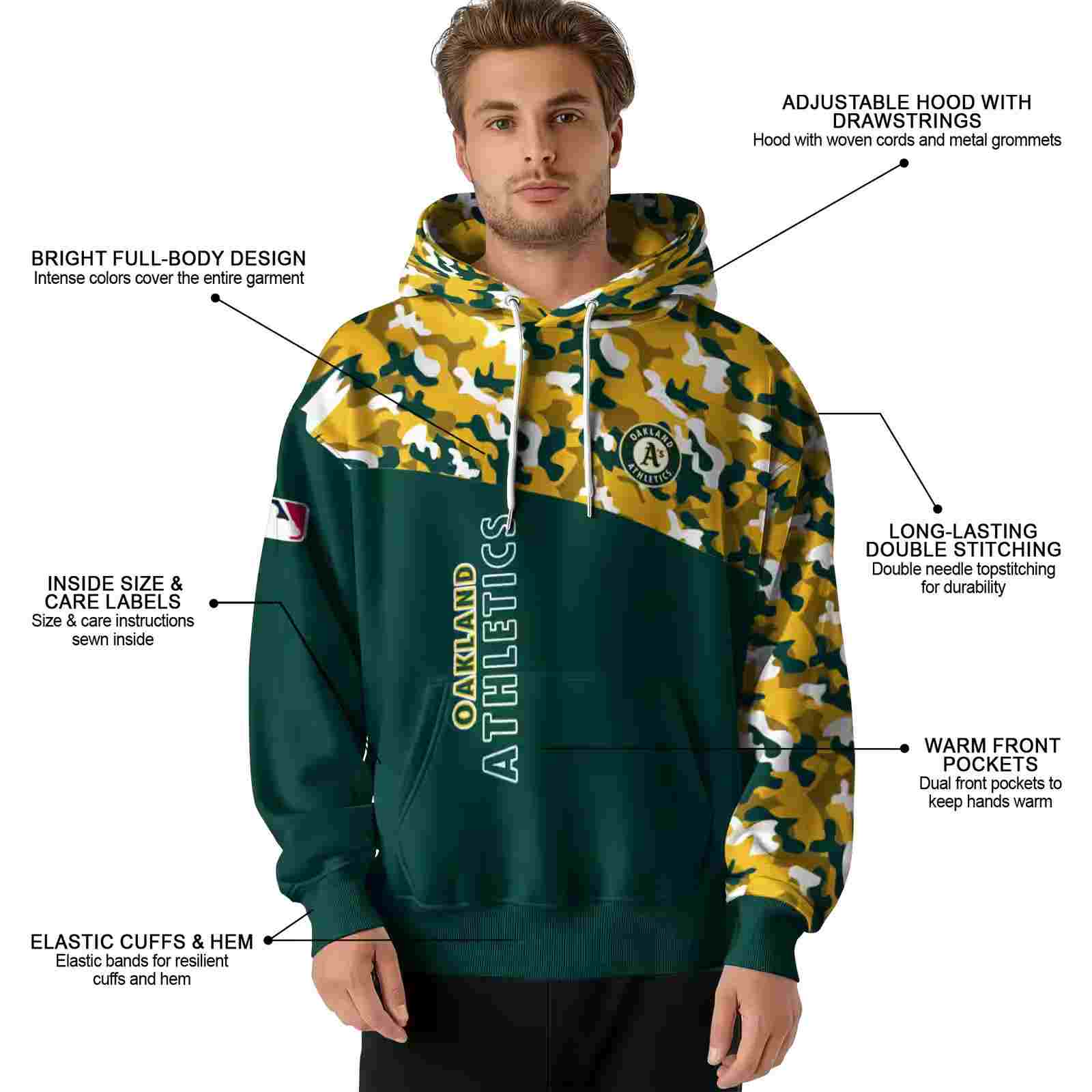 personalized oakland athletics camo pattern green hoodie latest model