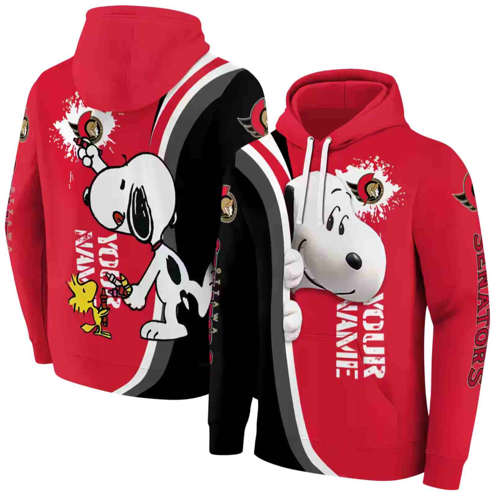 personalized ottawa senators peeking snoopy red hoodie fashion forward