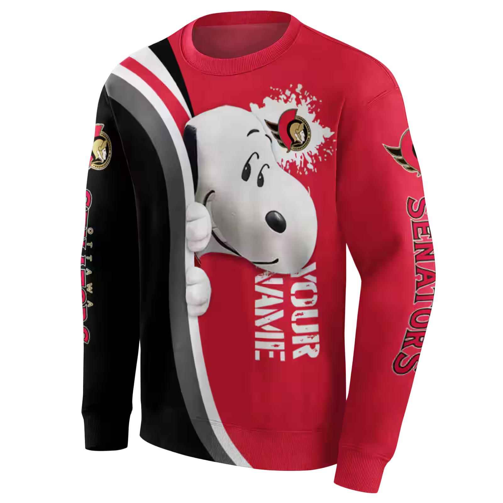 personalized ottawa senators peeking snoopy red hoodie new arrival